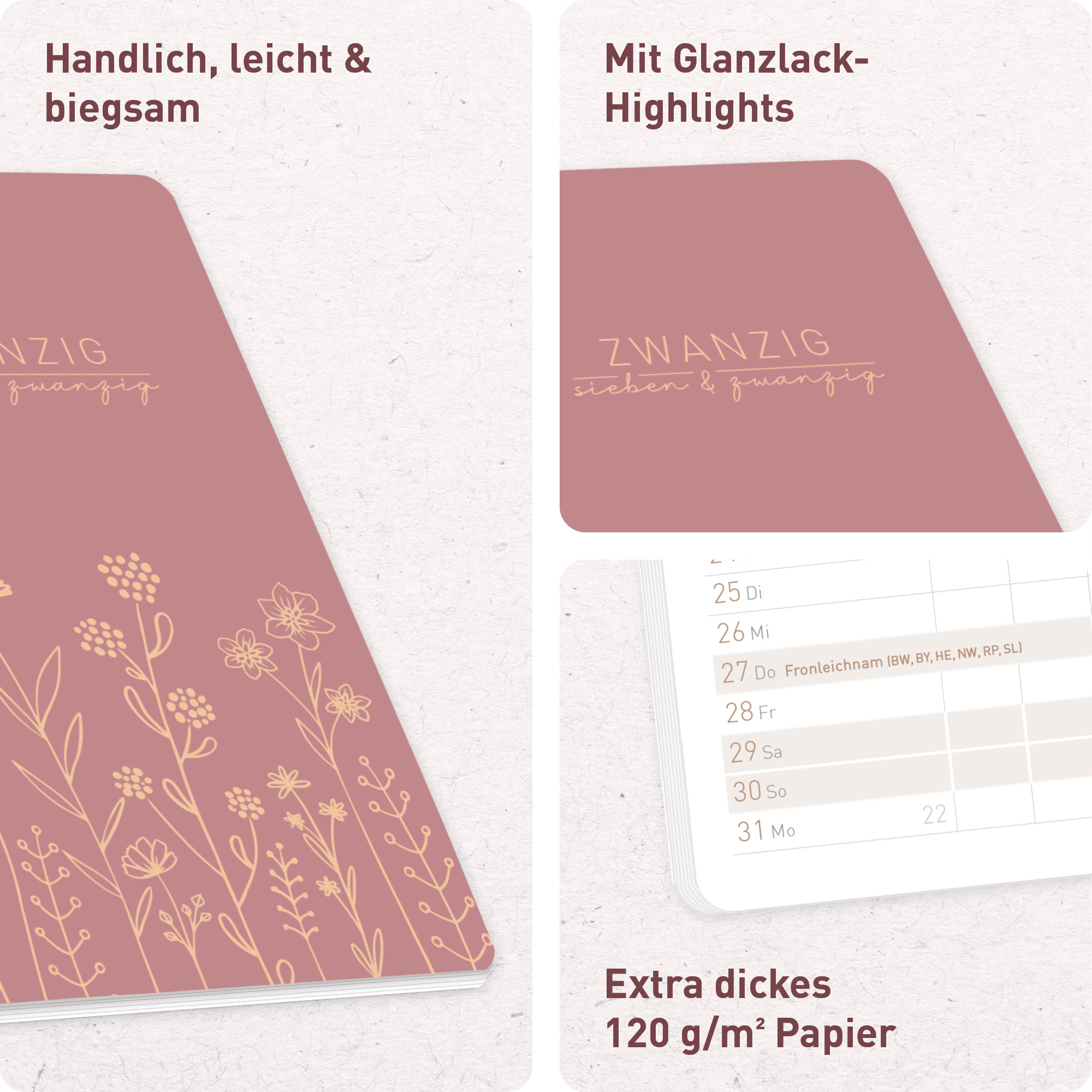 Artikelbild 2 des Artikels “Monatskalender Pocket Slim A6+ 2027 [Fine Flowers rosé] “
