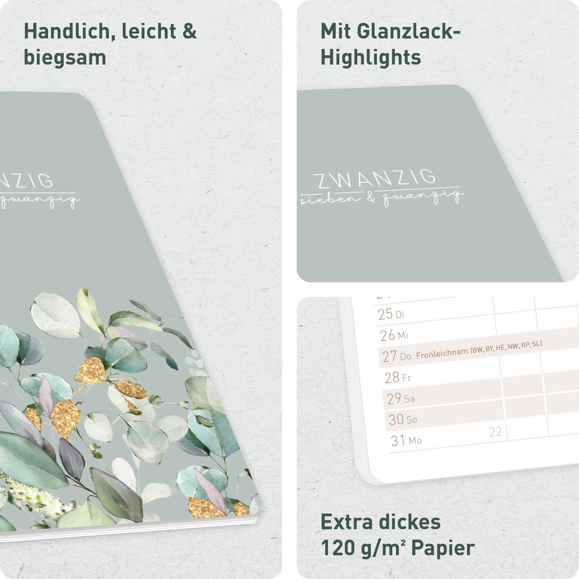 Artikelbild 2 des Artikels “Monatskalender Pocket Slim A6+ 2027 [Minty Leaves] “