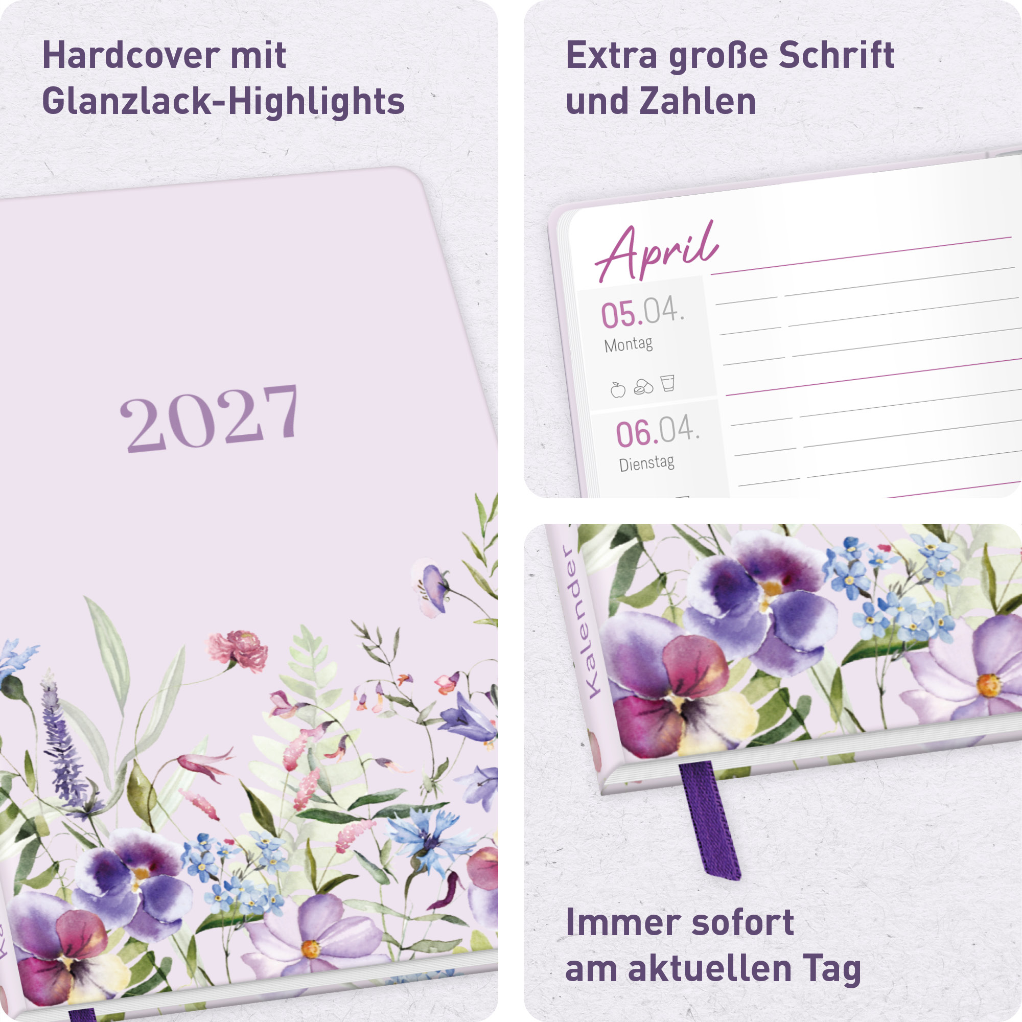 Artikelbild 2 des Artikels “Großdruck-Kalender A5 2027 [Blütentraum] “