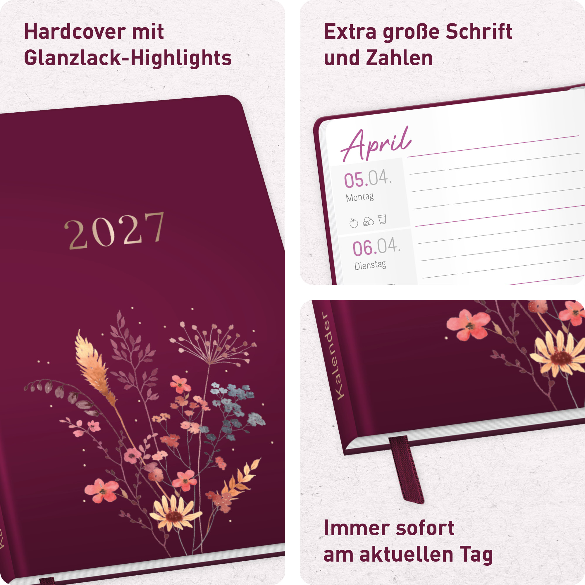 Artikelbild 2 des Artikels “Großdruck-Kalender A5 2027 [Blumenzauber] “