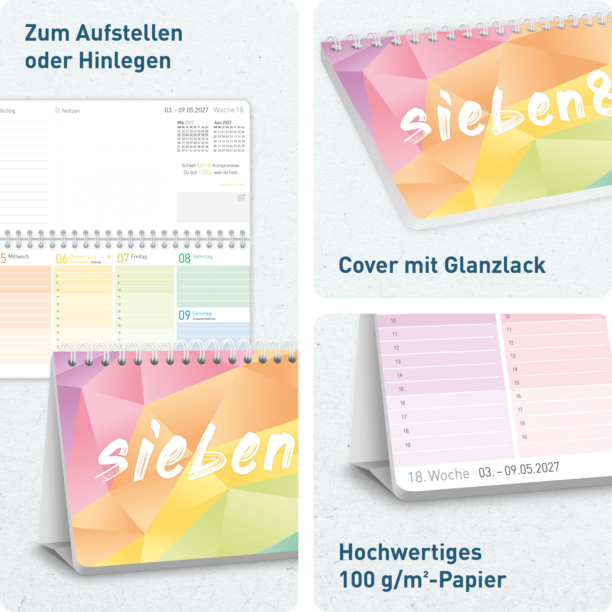 Artikelbild 2 des Artikels “Wochen-Tischkalender 2027 quer zum Aufstellen [Rainbow] “