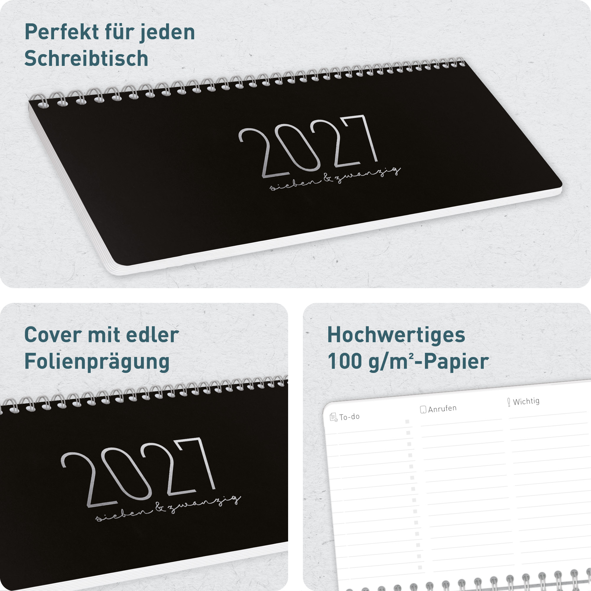 Artikelbild 2 des Artikels “Wochen-Tischkalender quer 2027 [Black Edition] “