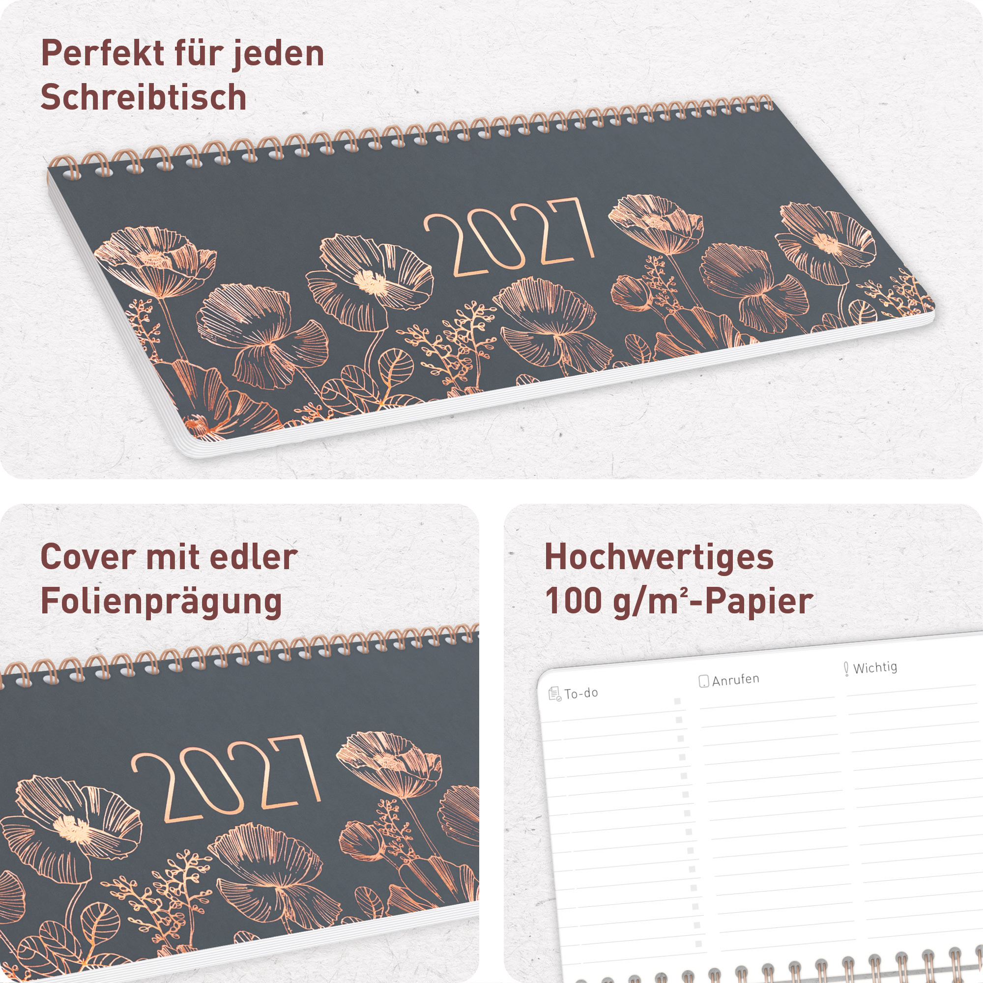 Artikelbild 2 des Artikels “Wochen-Tischkalender quer 2027 [Poppy] “