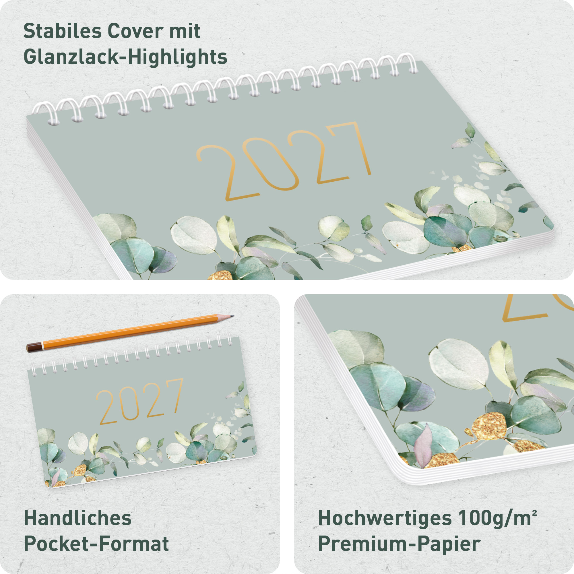 Artikelbild 2 des Artikels “Wochen-Tischkalender Pocket 2027 [Minty Leaves] “