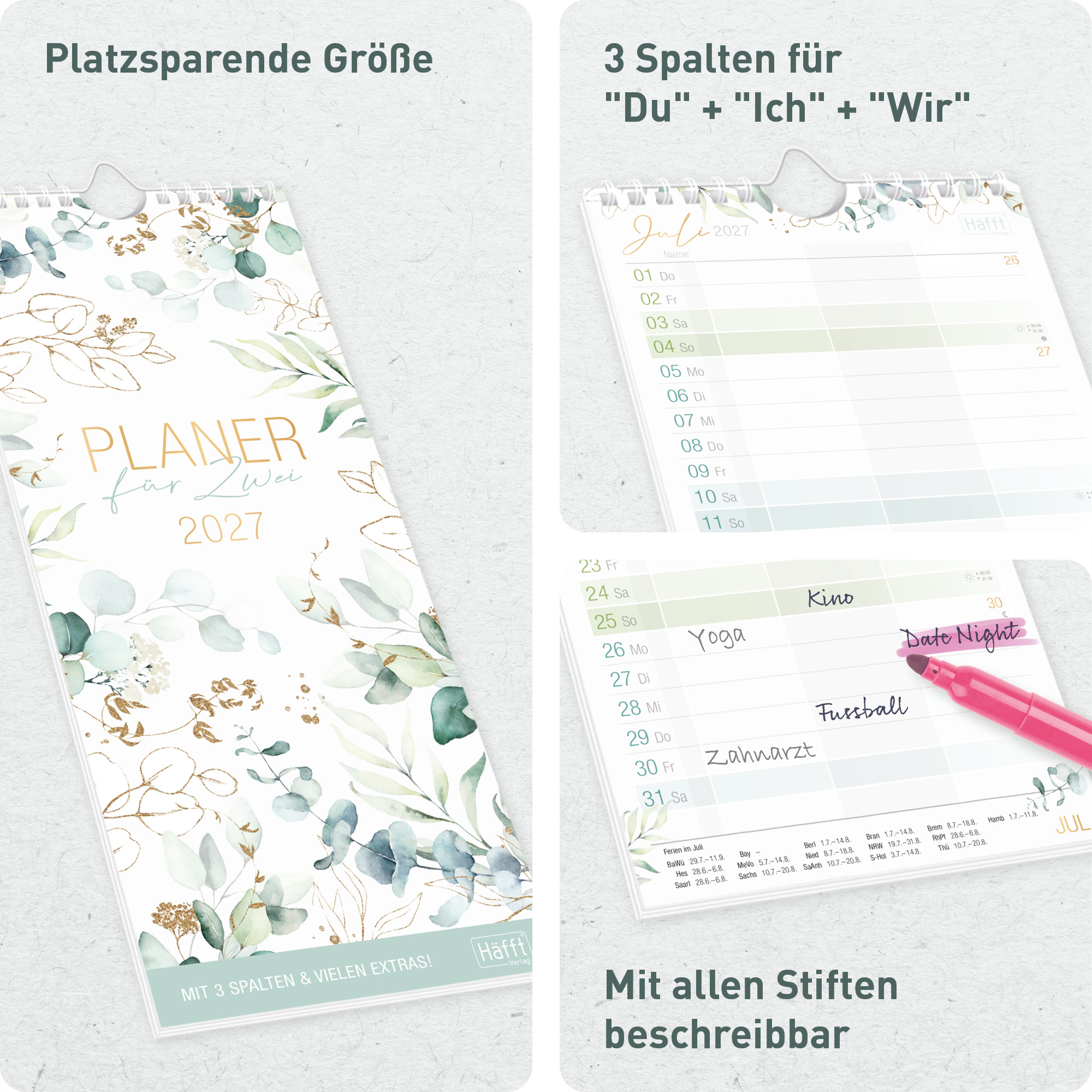 Artikelbild 2 des Artikels “Planer für Zwei kompakt 2027 Wandkalender mit 3 Spalten “