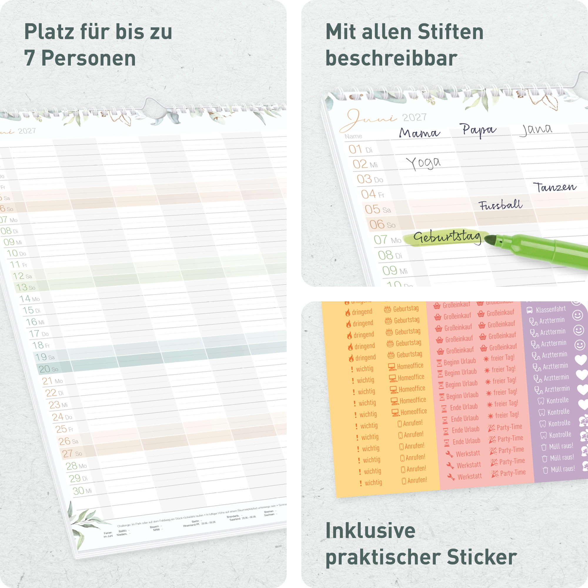 Artikelbild 2 des Artikels “Familienplaner XXL 2027 Wandkalender mit 7 Spalten [Blattgold] “