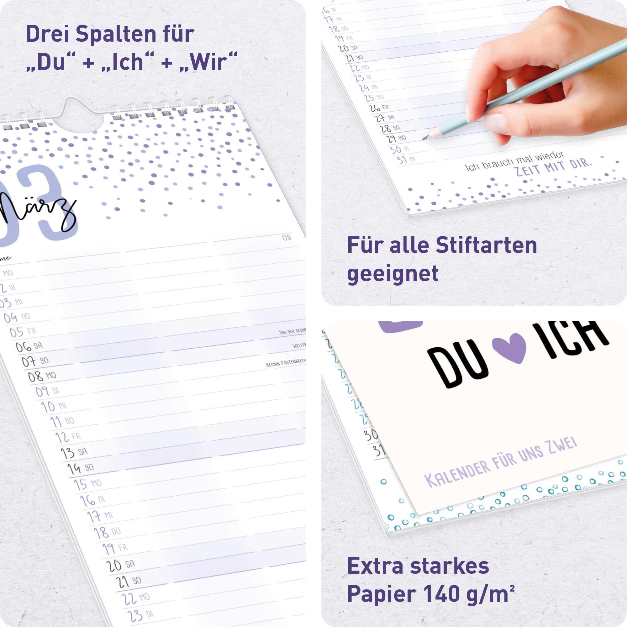 Artikelbild 2 des Artikels “Du + Ich Paarkalender 2027 Wandkalender mit 3 Spalten “