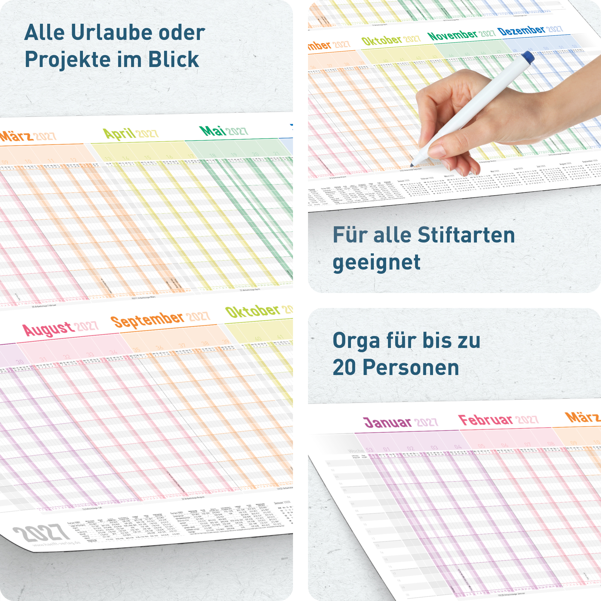 Artikelbild 2 des Artikels “Urlaubsplaner / Teamkalender 2027 A1 + quer [Rainbow] “