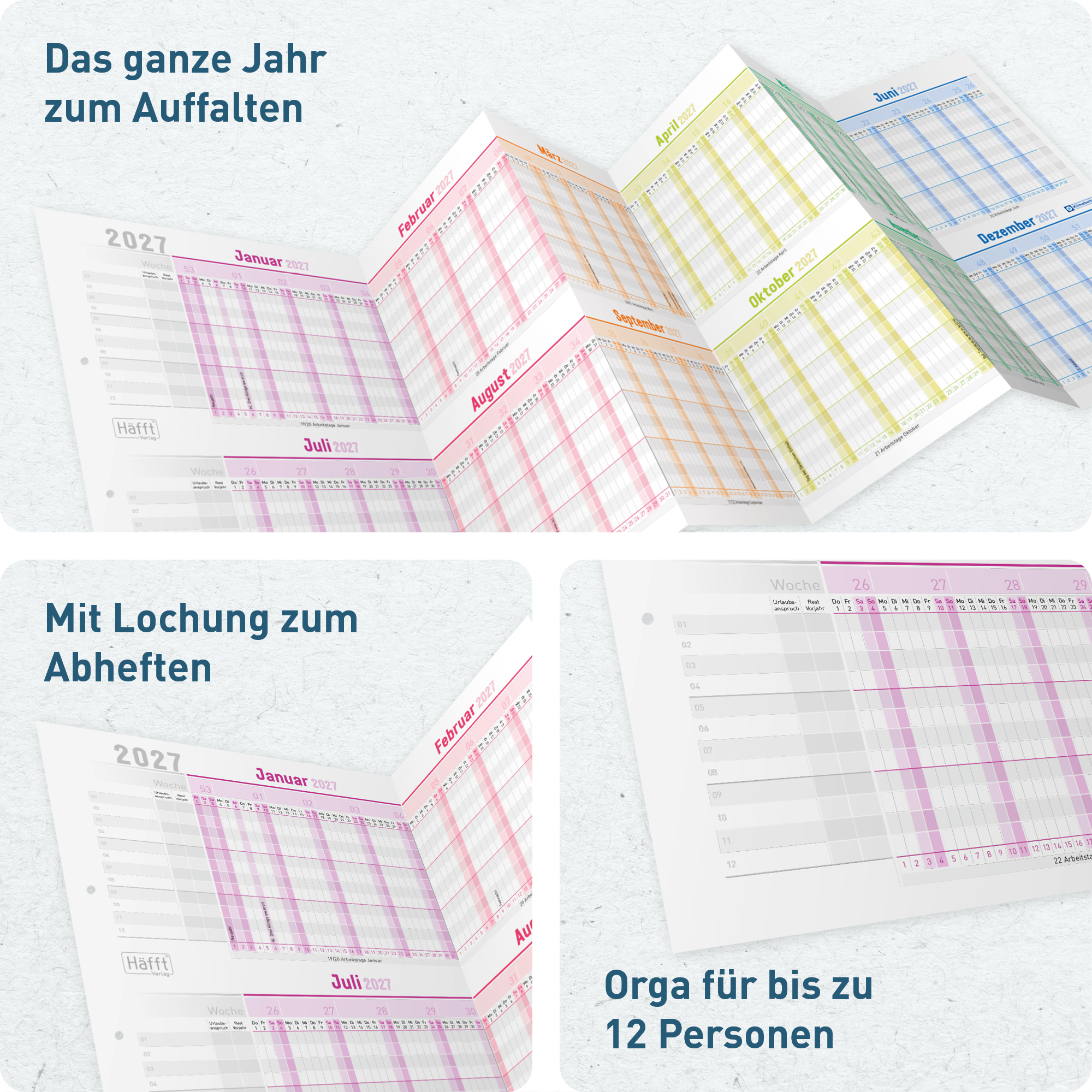 Artikelbild 2 des Artikels “Urlaubsplaner / Teamkalender 2027 A4 gefalzt [Rainbow] “
