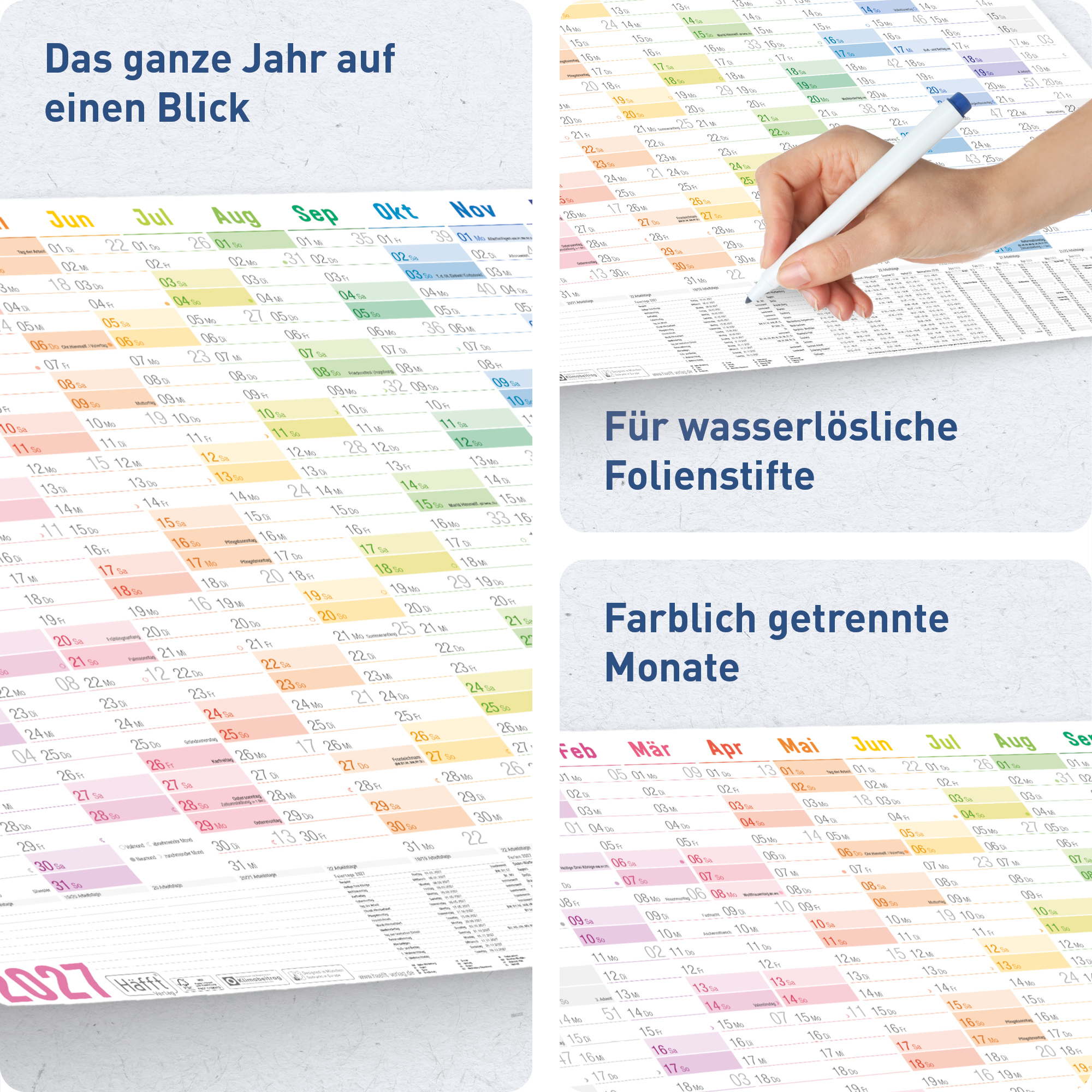 Artikelbild 2 des Artikels “Wandkalender 2027 A1+ gerollt abwischbar [Rainbow] “
