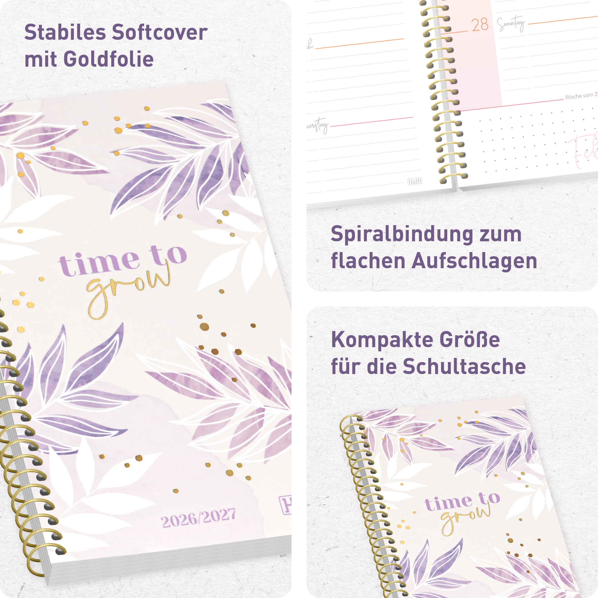 Artikelbild 2 des Artikels “College-Timer A6 Slim 2026/2027 [Purple Leaves] “