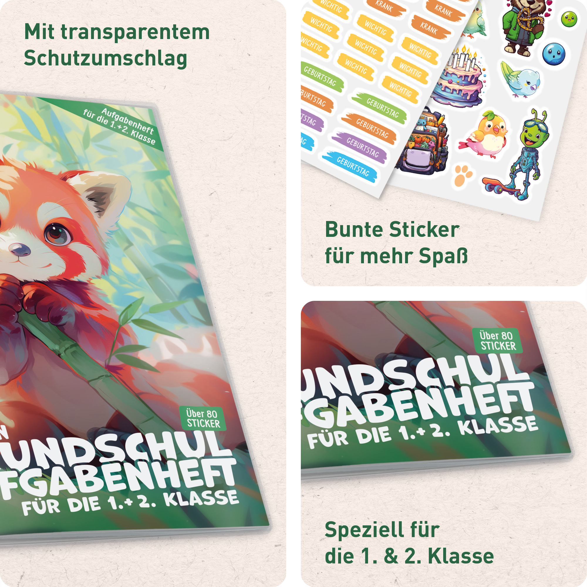 Artikelbild 2 des Artikels “Grundschul-Aufgabenheft A5 für die 1. + 2. Klasse ohne Datum [Roter Panda] “