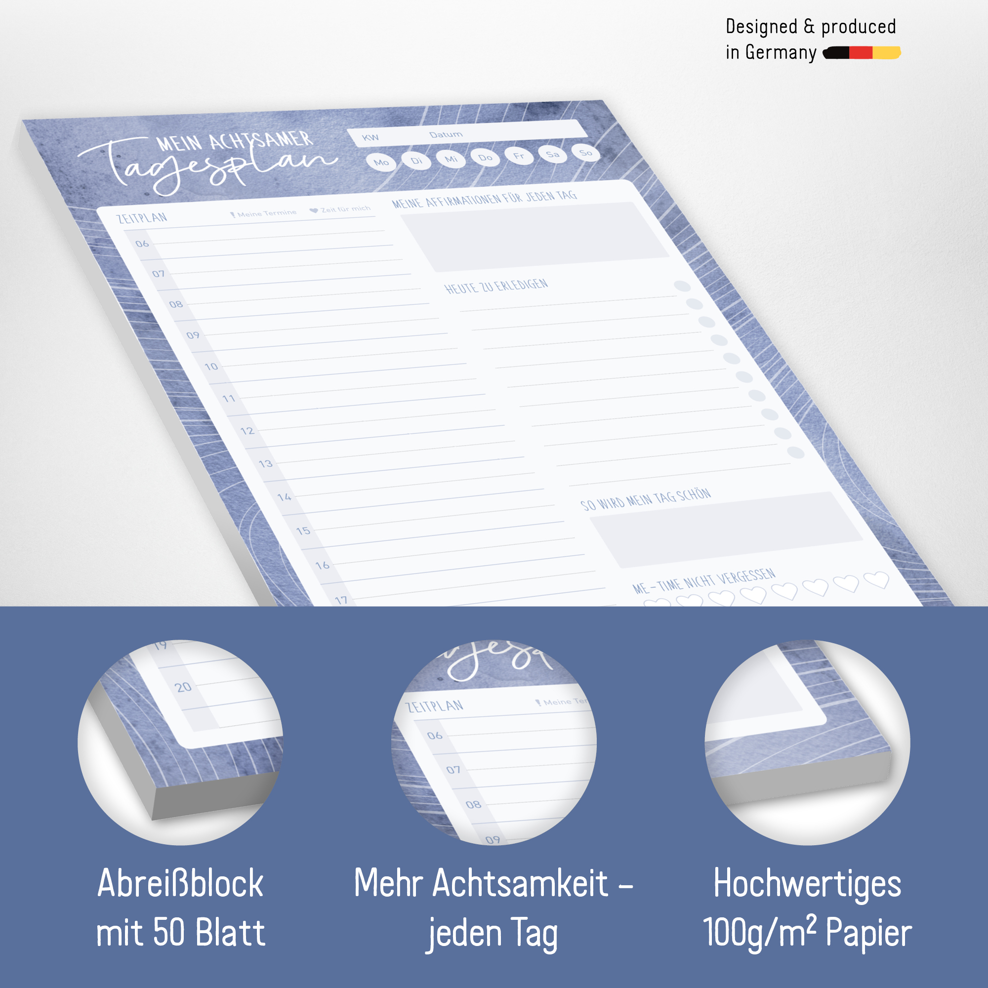 Artikelbild 2 des Artikels “Tagesplaner Achtsamkeit Block A5 [Blue Spirit] “
