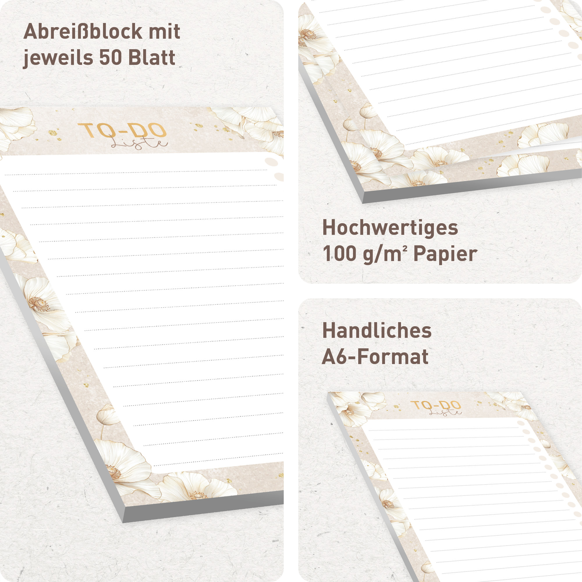 Artikelbild 2 des Artikels “paper&you To-do Listen Block A6 [Golden Blossoms] “