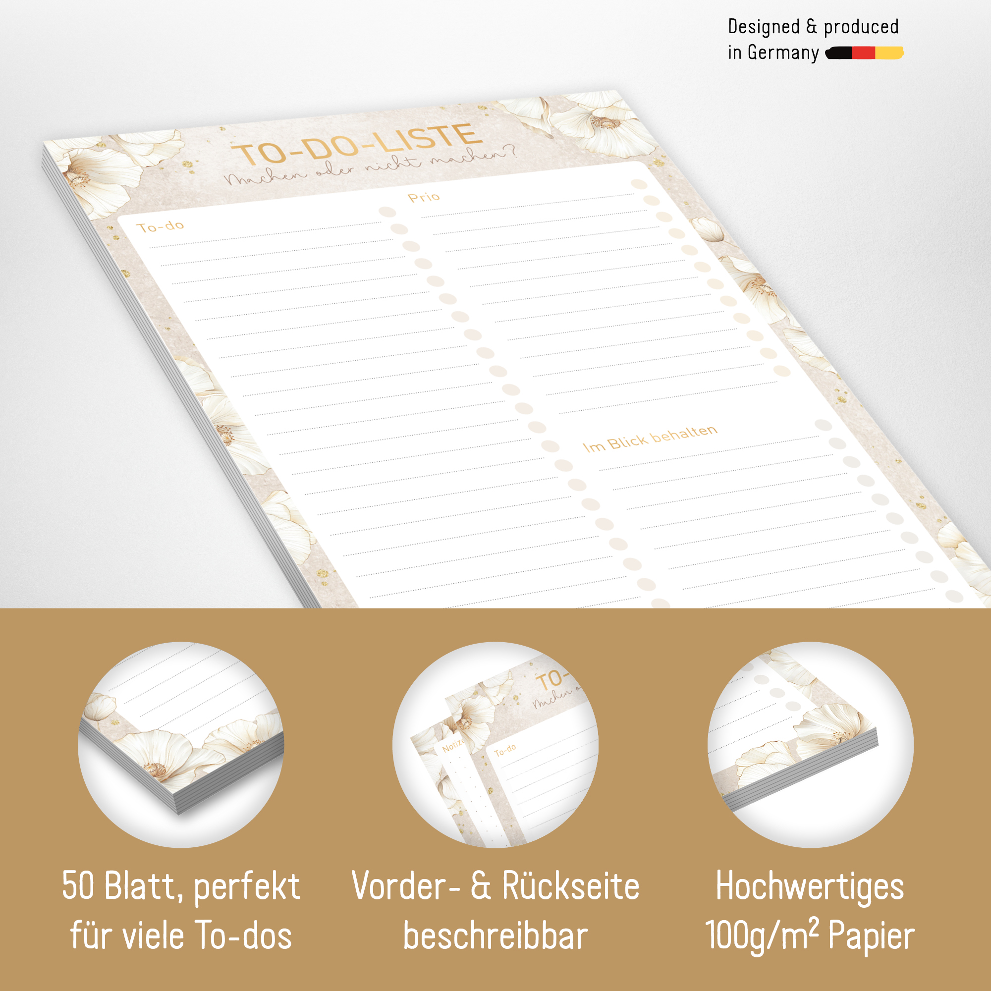 Artikelbild 2 des Artikels “To-do Listen Block A5 [Golden Blossoms] “