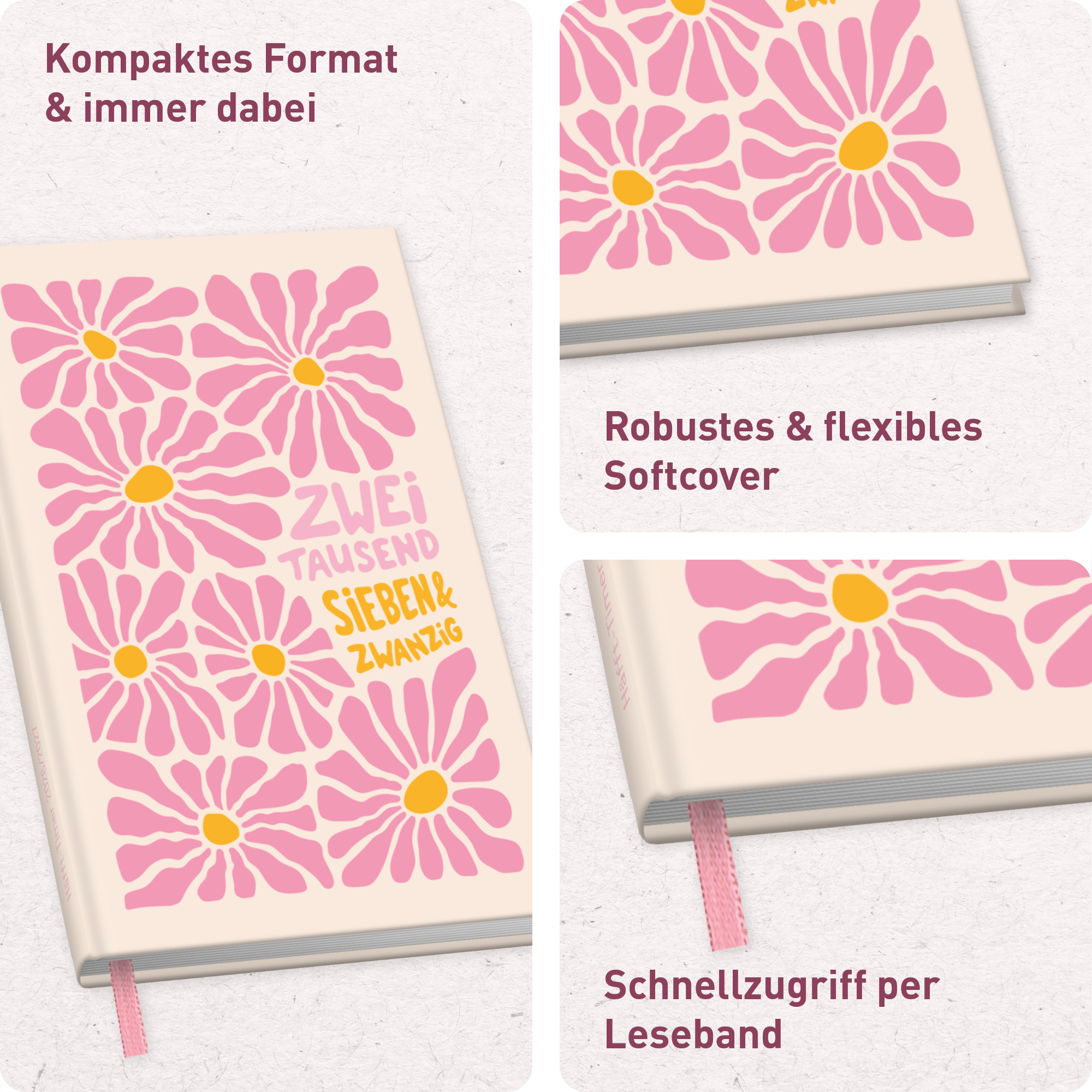 Artikelbild 2 des Artikels “Häfft-Timer A6 Slim 2026/2027 [Pink Flowers] “