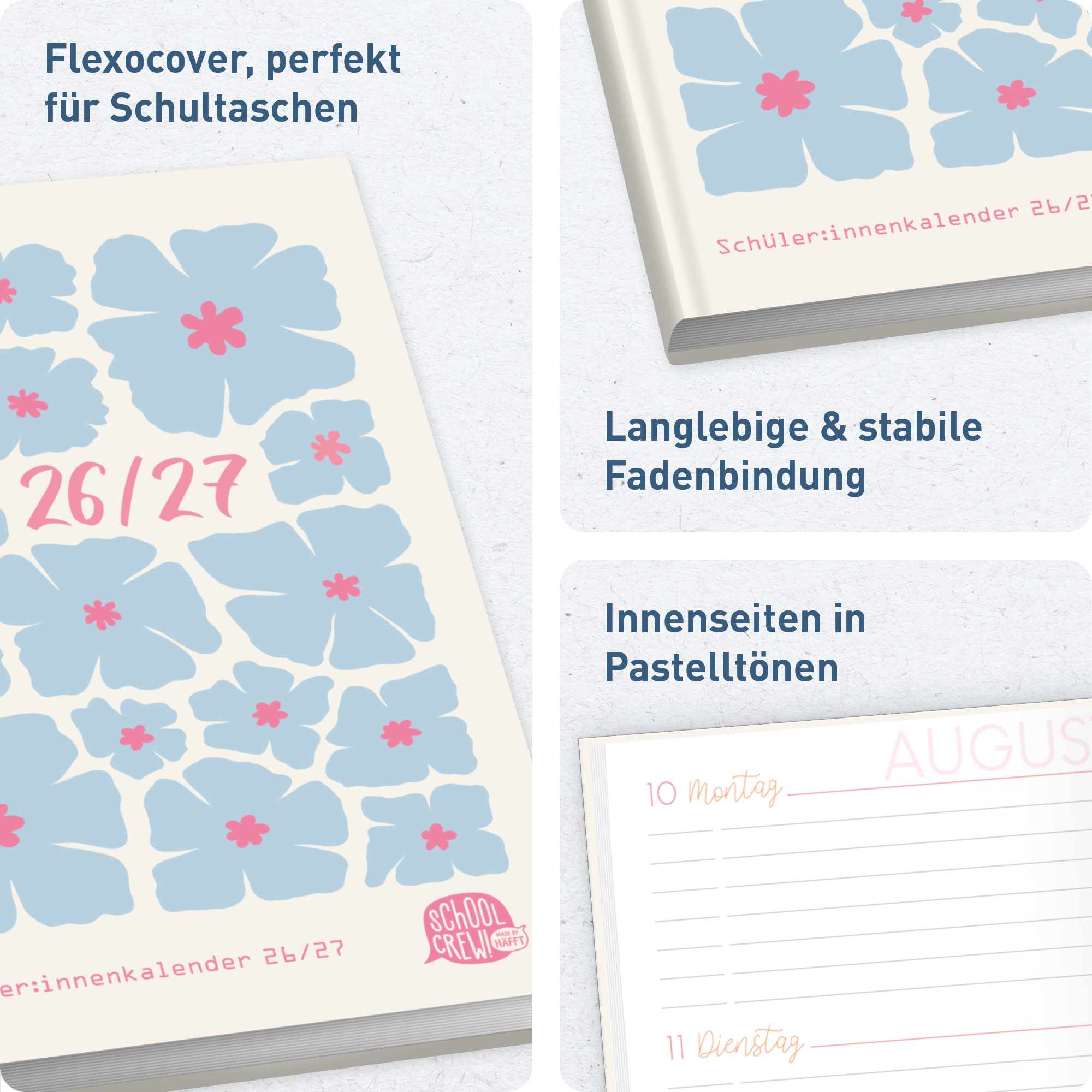 Artikelbild 2 des Artikels “SchoolCrew Schüler-Timer A5 2026/2027 [Flower Power pastel] “