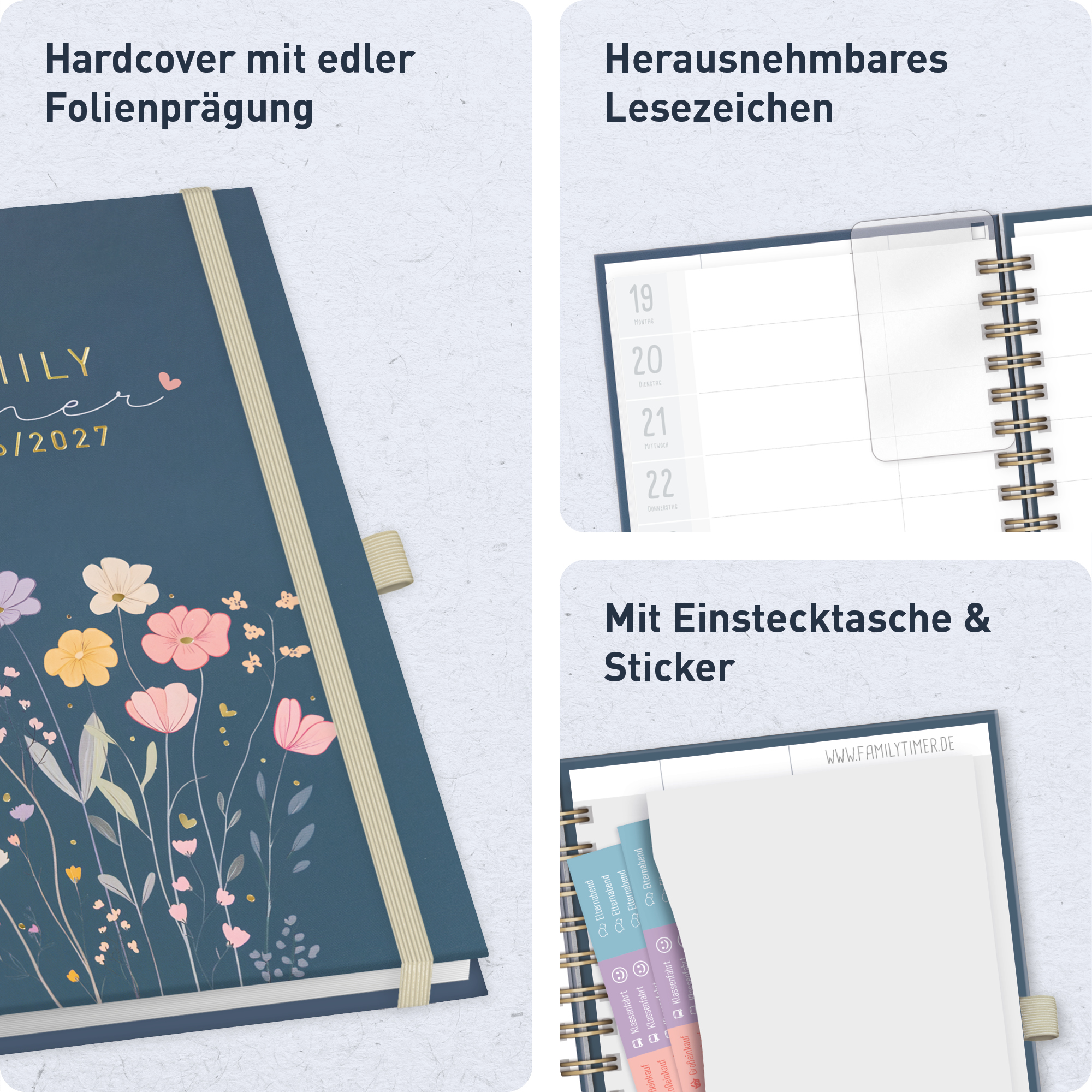 Artikelbild 2 des Artikels “Family-Timer Deluxe A5 2026 2027 [Flower Joy blue] “