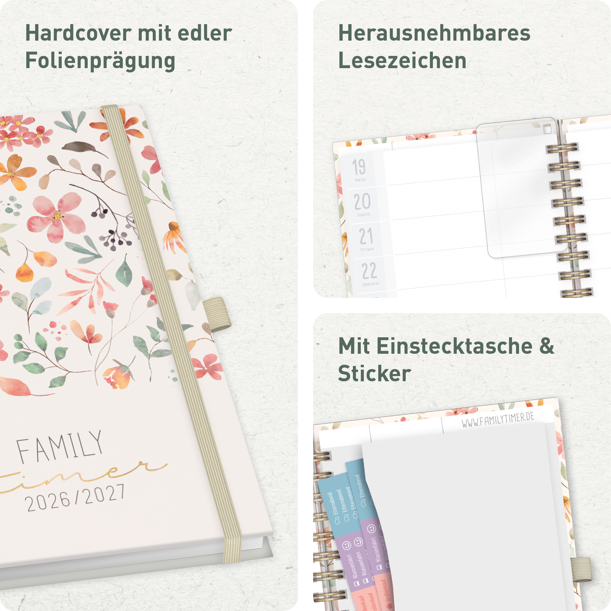 Artikelbild 2 des Artikels “Family-Timer Deluxe A5 2026 2027 [Wild Blossoms] “