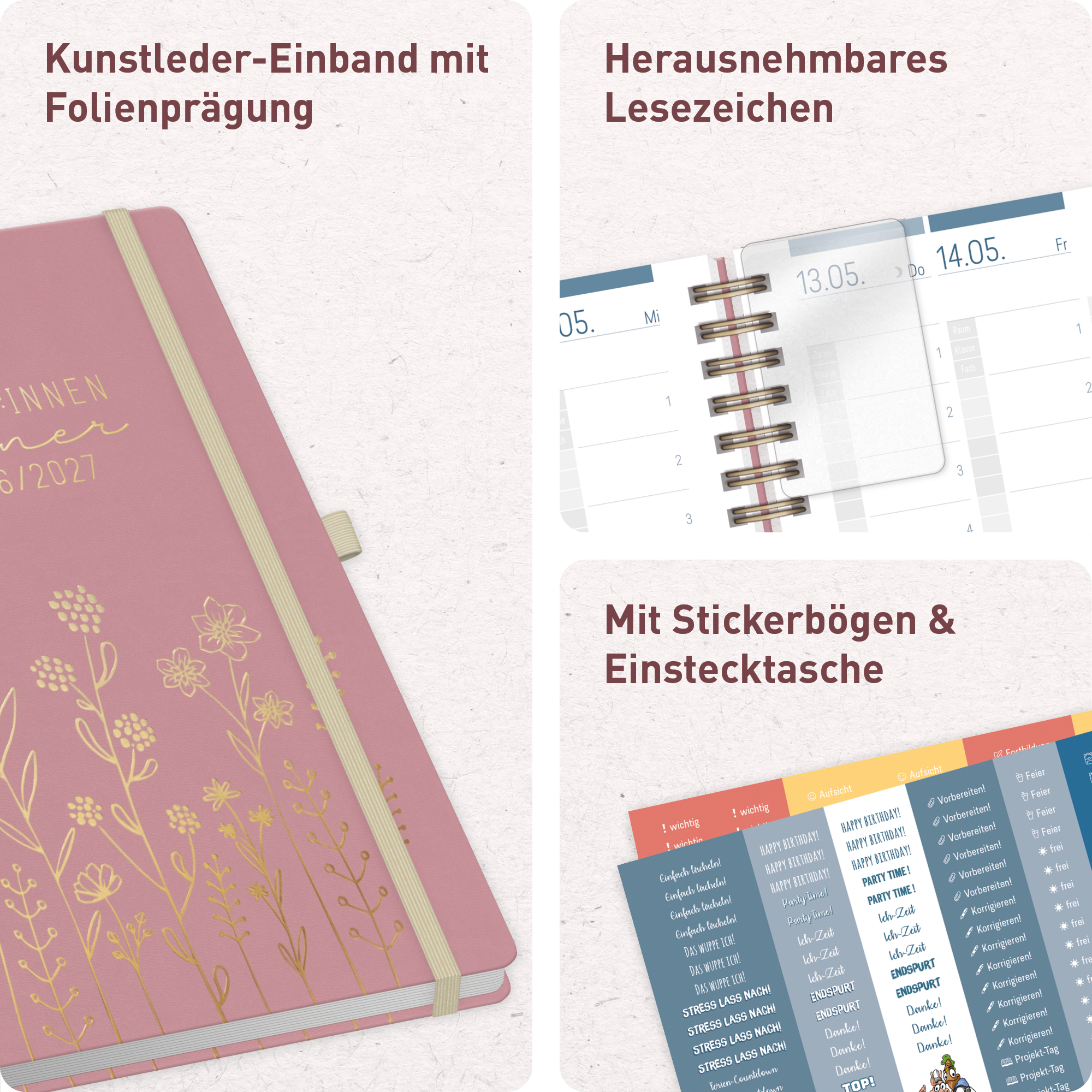 Artikelbild 2 des Artikels “Lehrer-Planer Deluxe A5+ 26/27 [Fine Flowers rosé] “