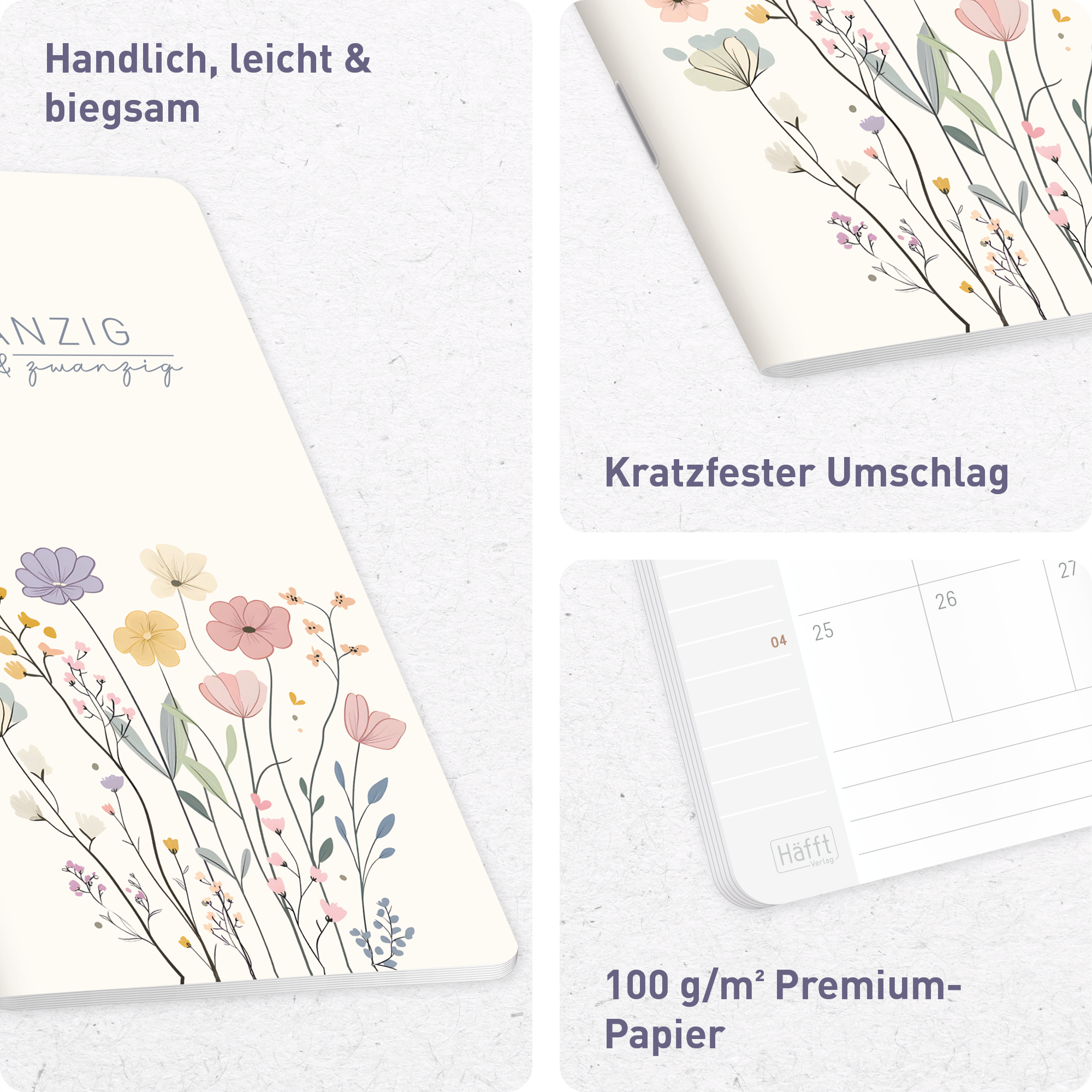 Artikelbild 2 des Artikels “Monatskalender 2026/2027 Square A6+ Taschenkalender [Flower Joy] “