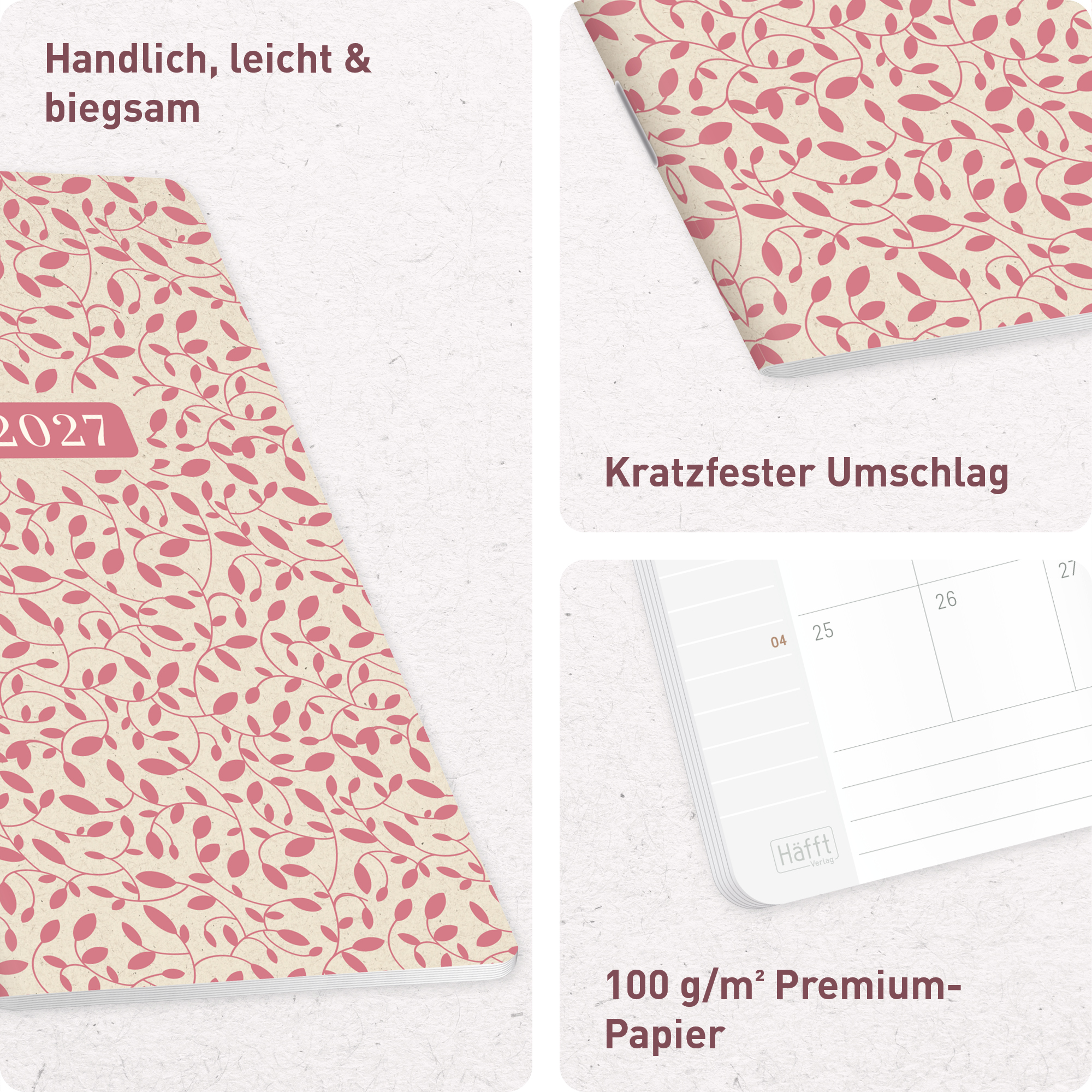 Artikelbild 2 des Artikels “Monatskalender 2026/2027 Square A6+ Taschenkalender 17 Monate [Red Leaves] “