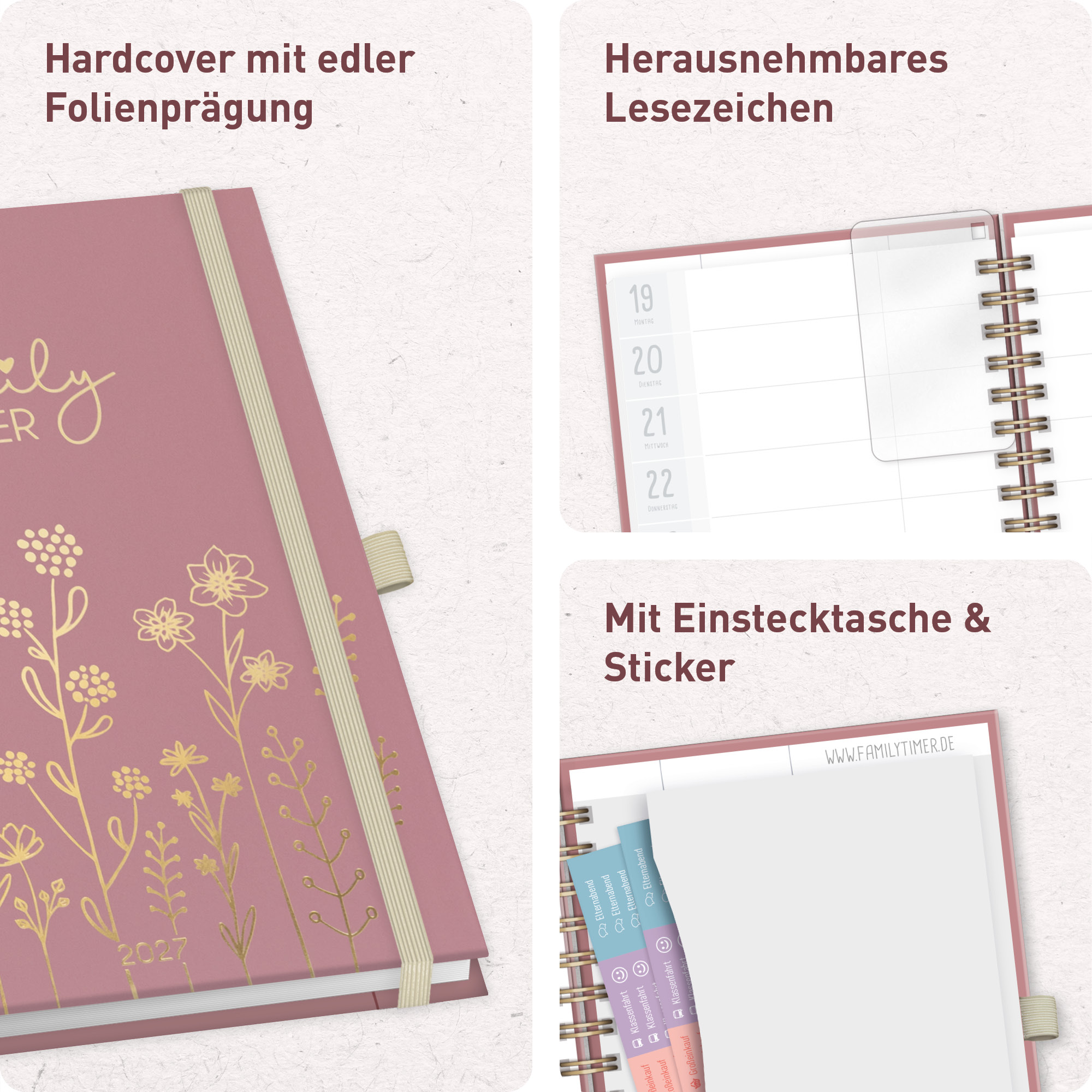 Artikelbild 2 des Artikels “Family-Timer Deluxe A5 2027 [Fine Flowers rosé] “
