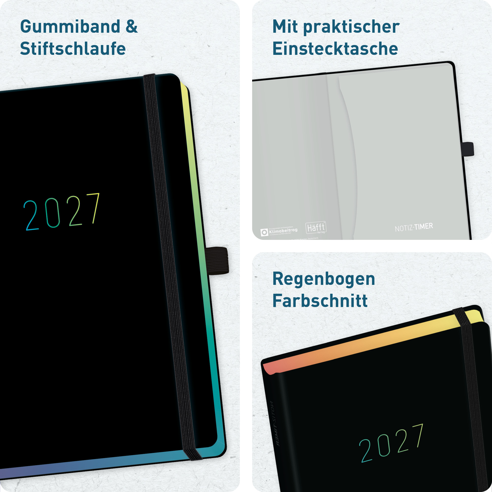 Artikelbild 2 des Artikels “Wochen-Notiz-Kalender 2026/2027 A5 [Black Rainbow] “