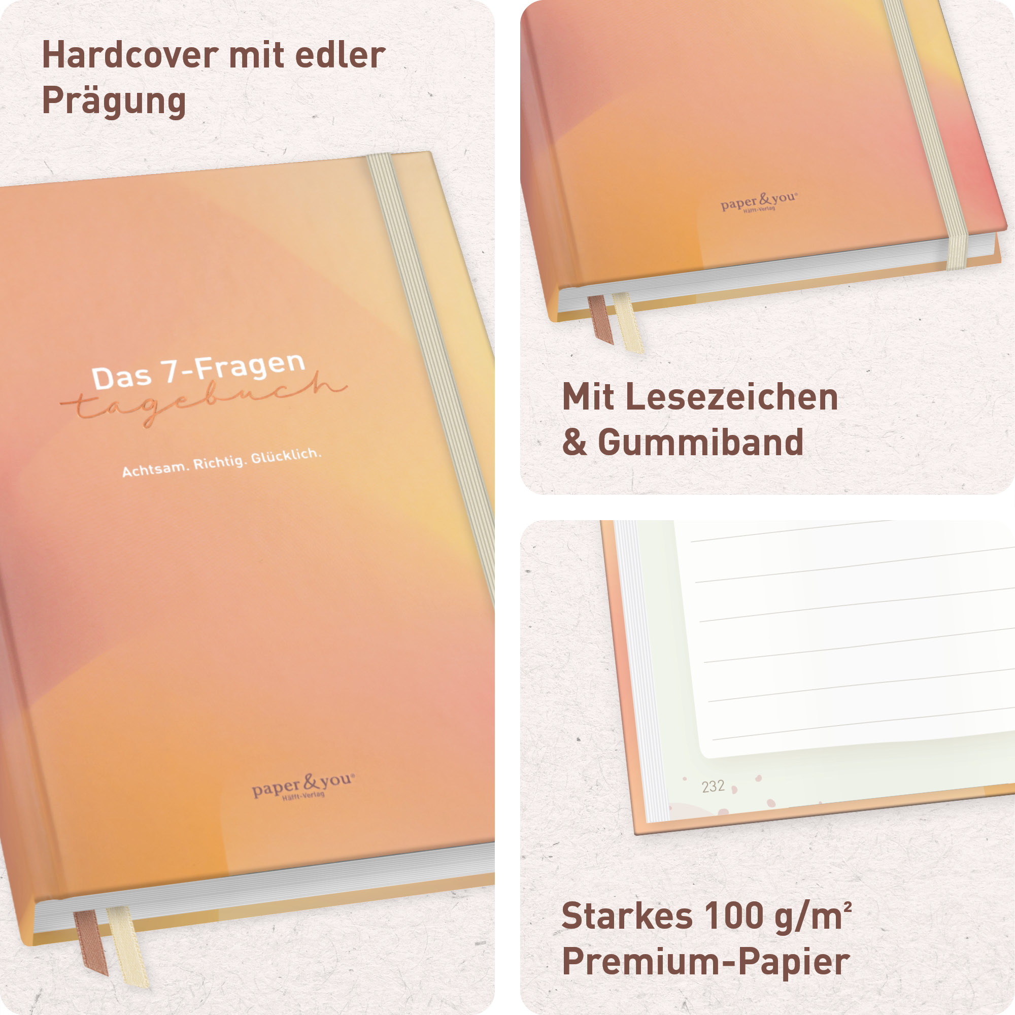 Artikelbild 2 des Artikels “paper&you Das 7-Fragen-Tagebuch A5 für 6 Monate [My Emotions] “