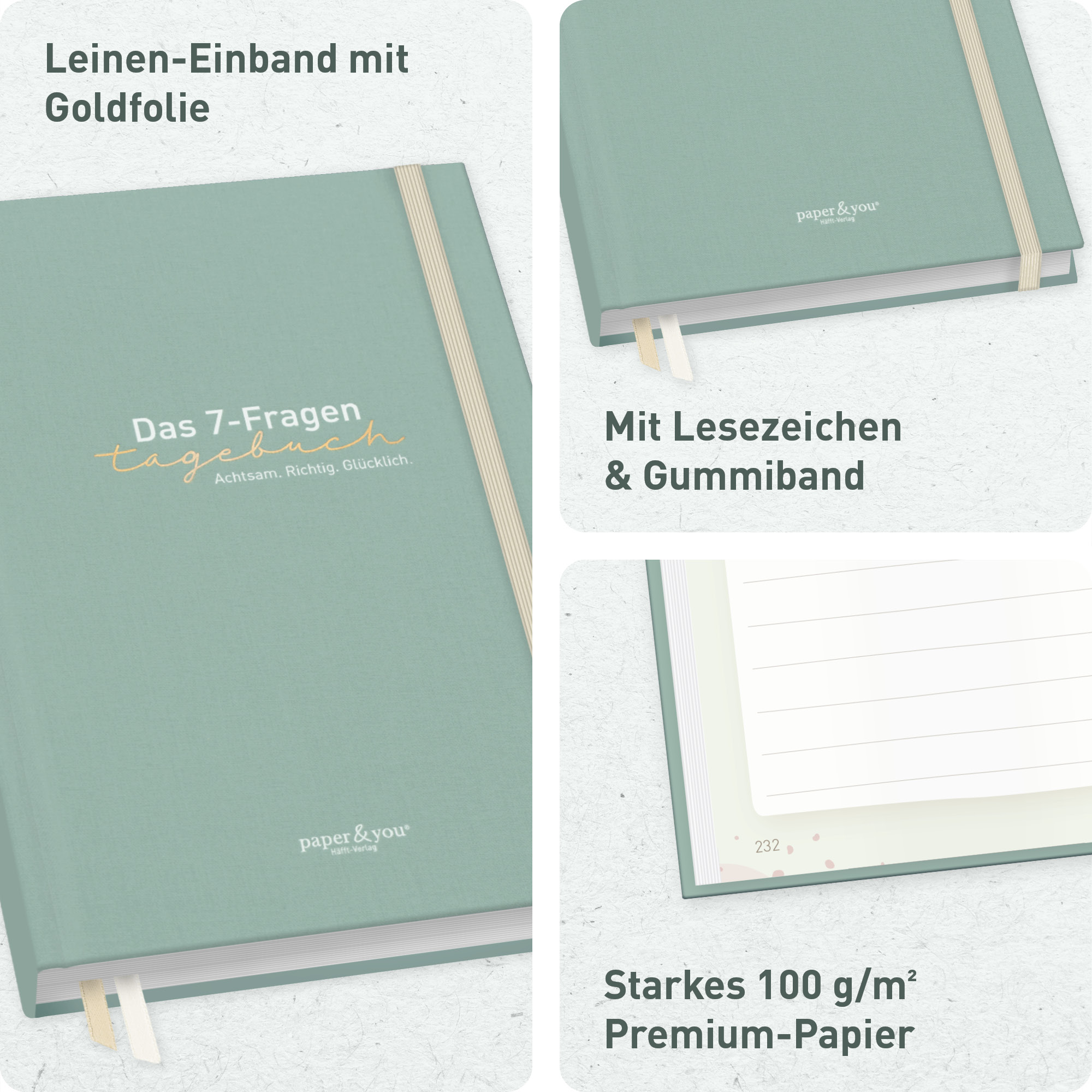 Artikelbild 2 des Artikels “paper&you Das 7-Fragen-Tagebuch A5 für 6 Monate [Pure Nature] “