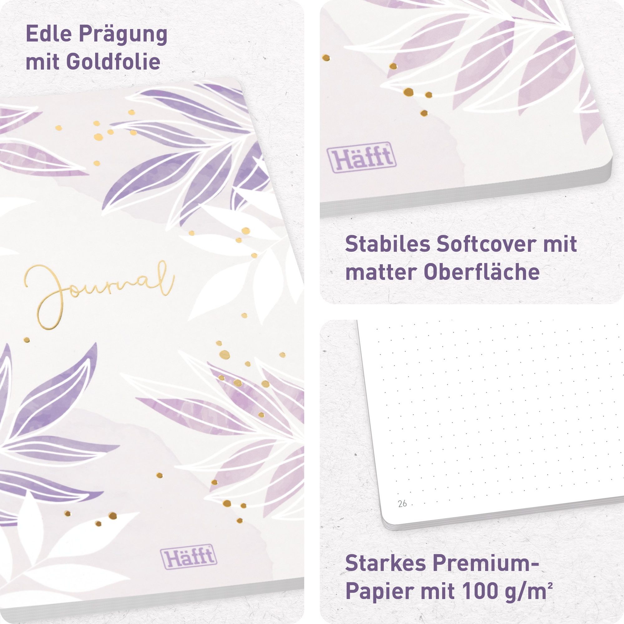 Artikelbild 2 des Artikels “College-Journal dotted A5 mit Spiralbindung [Purple Leaves] “
