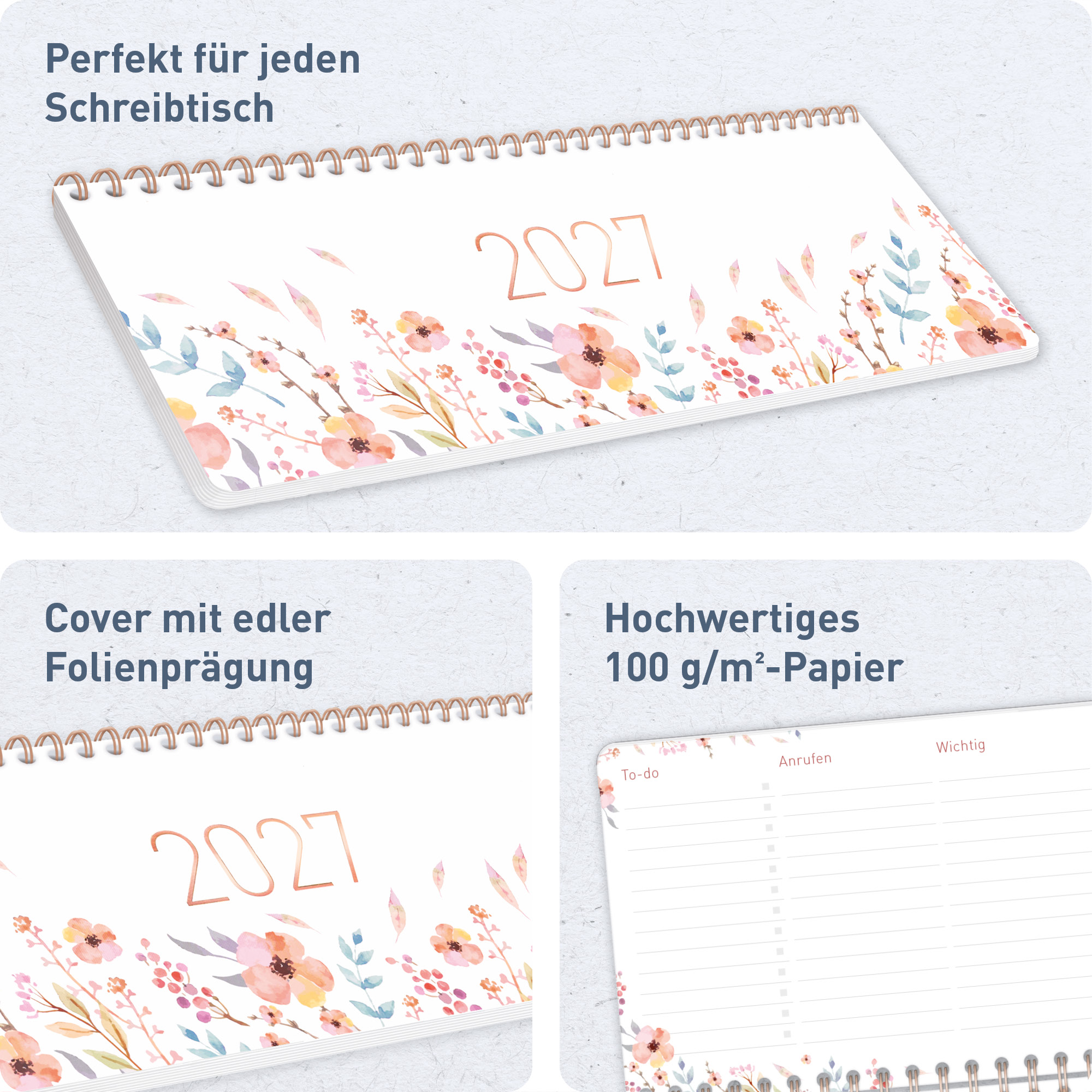 Artikelbild 2 des Artikels “Wochen-Tischkalender quer 2027 [Sweet Flowers] “