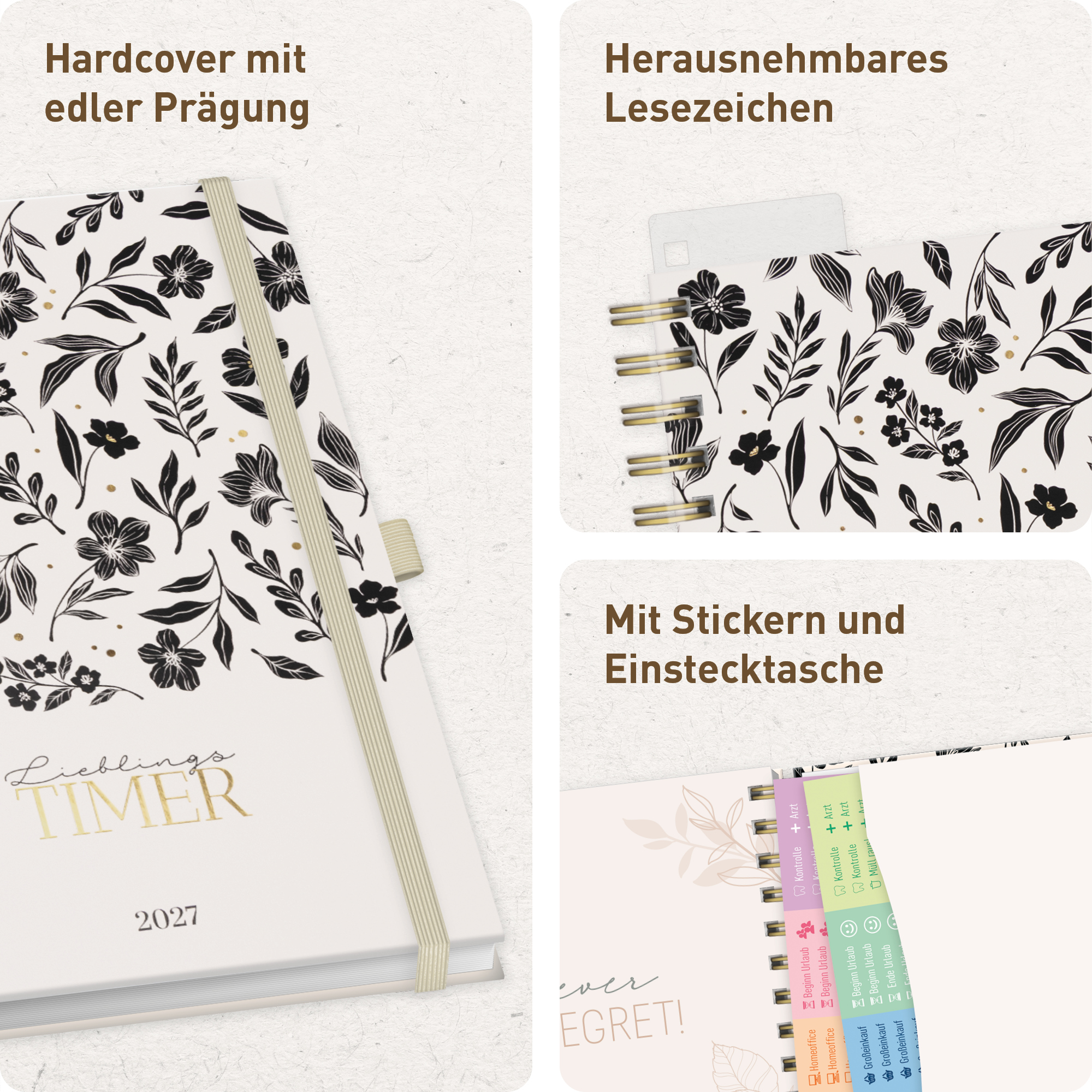 Artikelbild 2 des Artikels “Lieblings-Timer Deluxe A5 2026/2027 [Black Flower] “