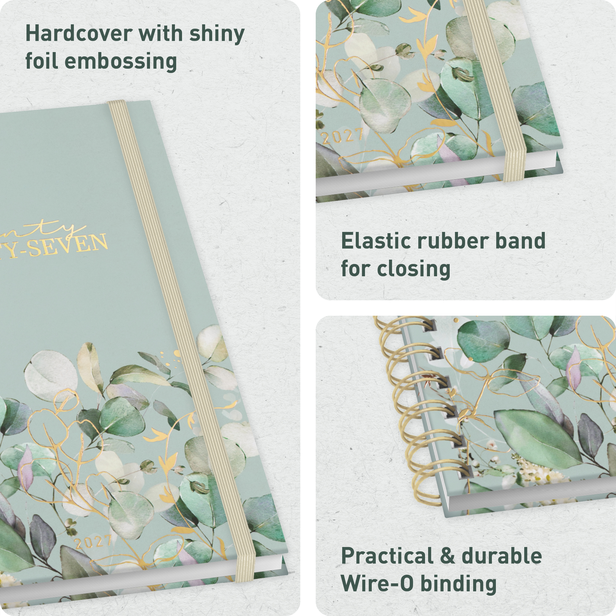 Artikelbild 2 des Artikels “Lieblings-Timer A5 2026/2027 auf Englisch (+ IT/FR/ES) [Minty Leaves] “