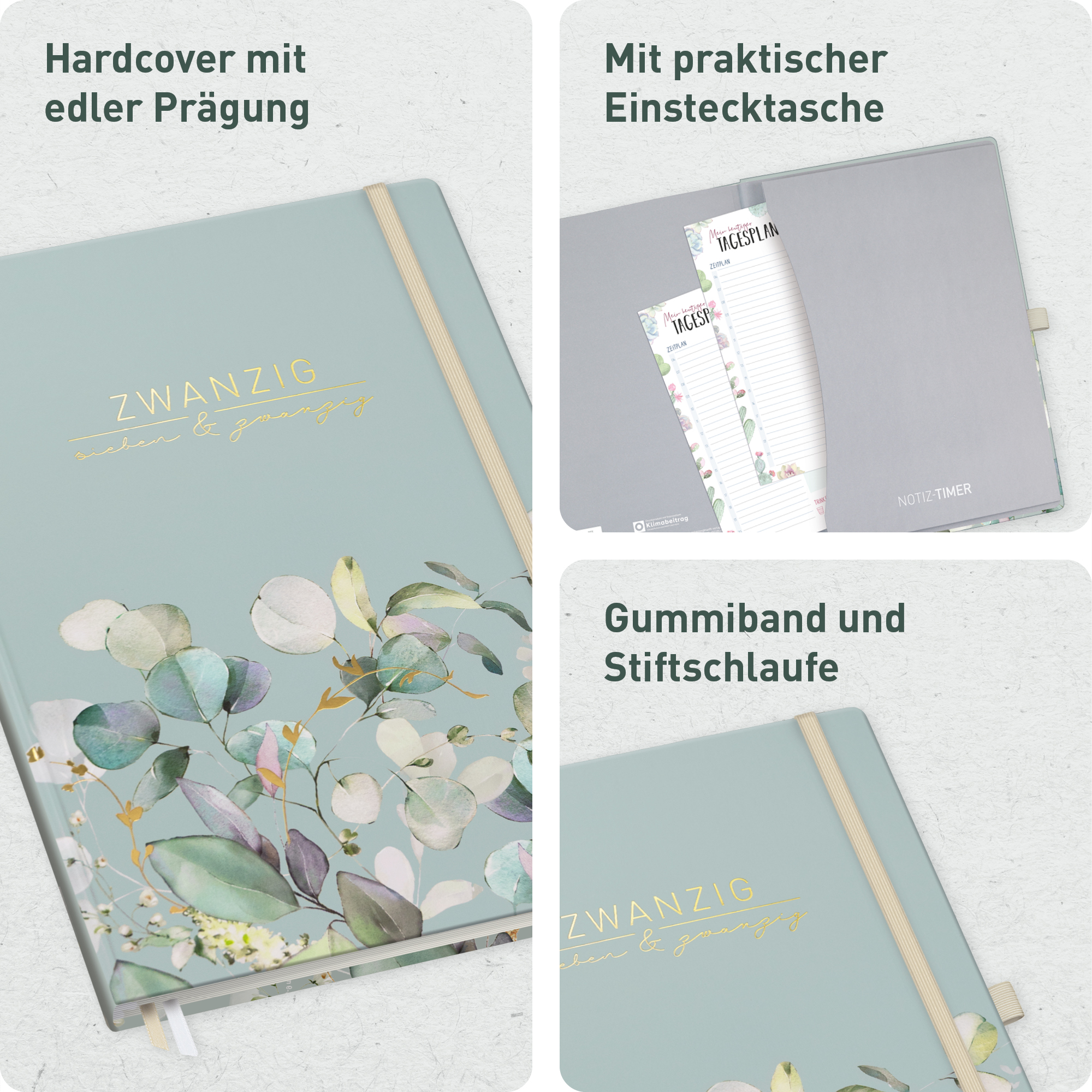 Artikelbild 2 des Artikels “Wochen-Notiz-Kalender A4 2027 [Minty Leaves] “