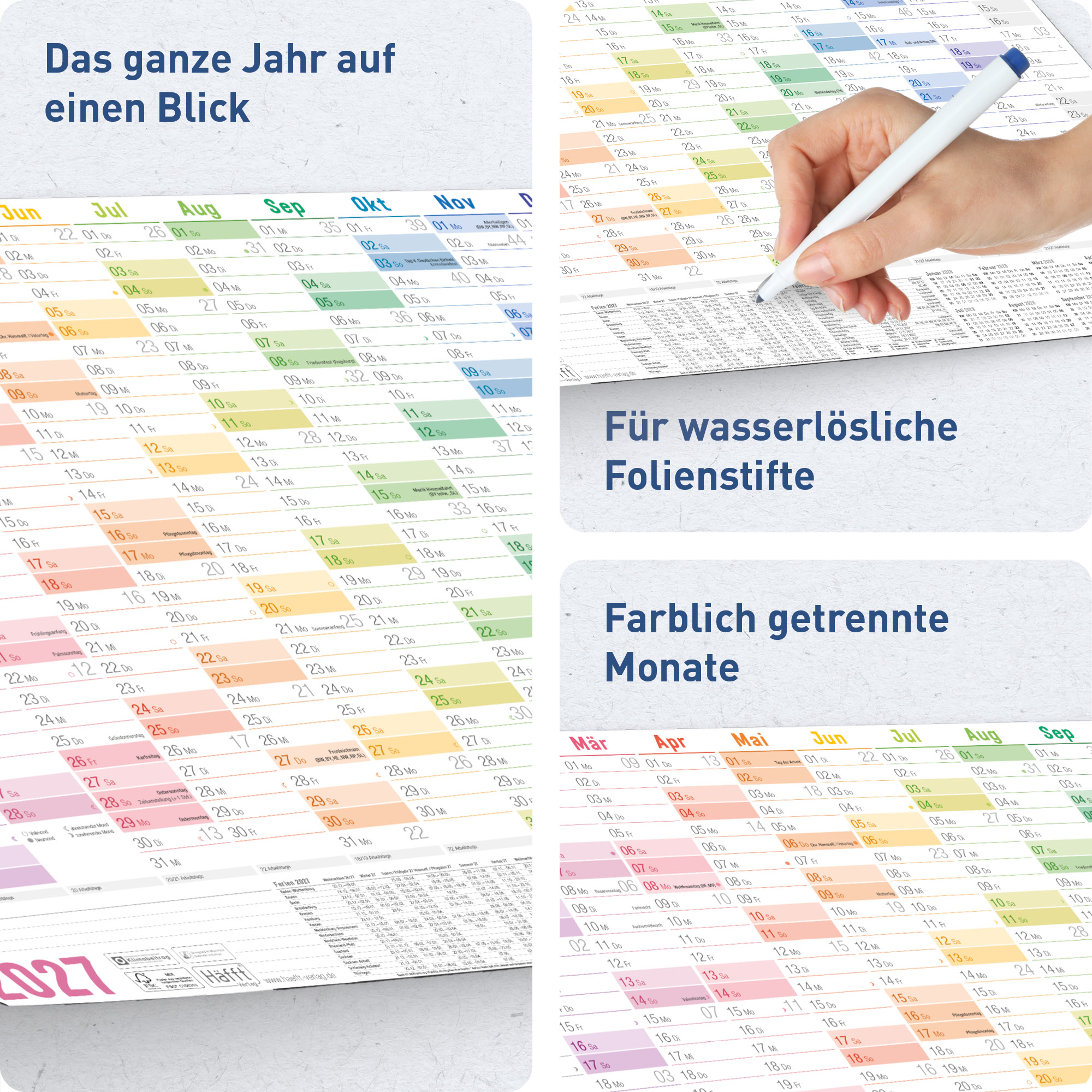 Artikelbild 2 des Artikels “Wandkalender 2027 A2 gerollt abwischbar [Rainbow] “