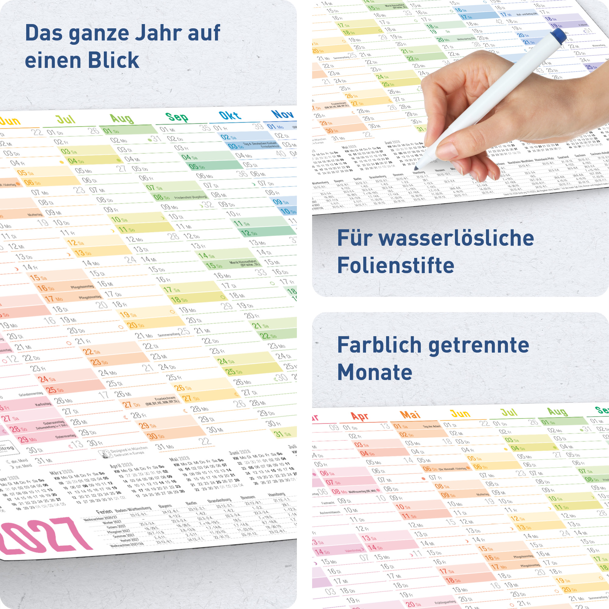 Artikelbild 2 des Artikels “Wandkalender 2027 A3 abwischbar gerollt quer [Rainbow] “