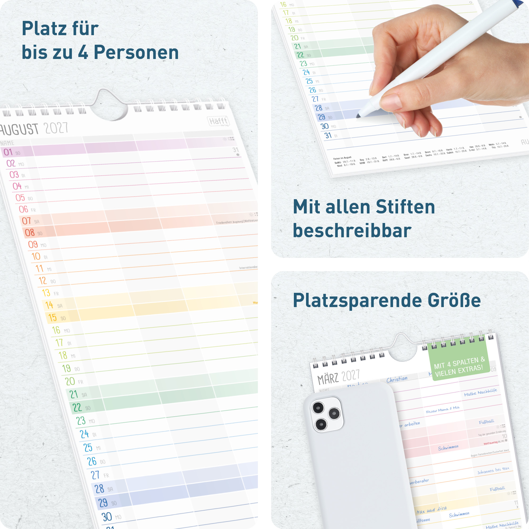 Artikelbild 2 des Artikels “Familienplaner kompakt 2027 Wandkalender mit 4 Spalten [Rainbow] “