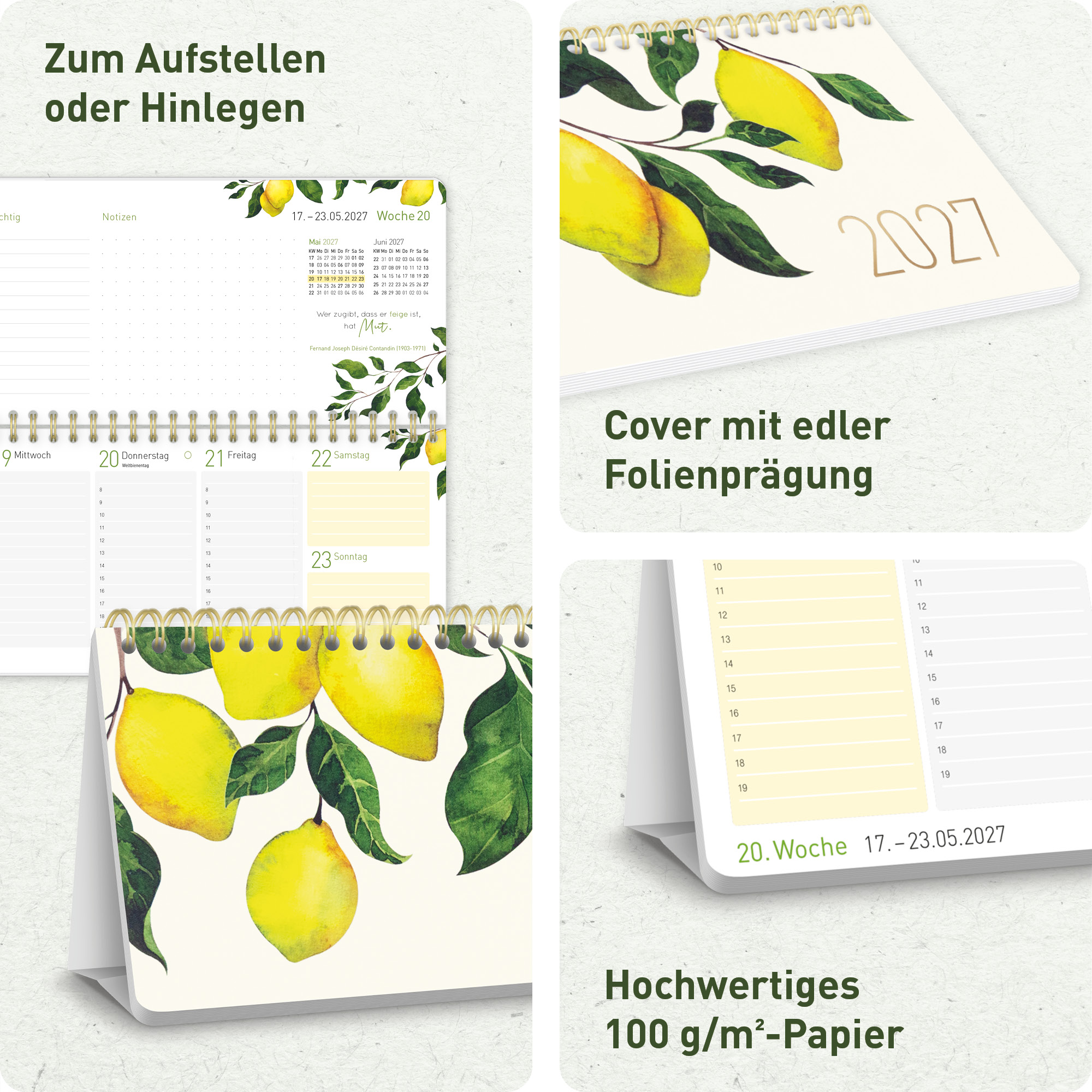 Artikelbild 2 des Artikels “Wochen-Tischkalender 2027 mit Aufsteller [Lemon Times] “