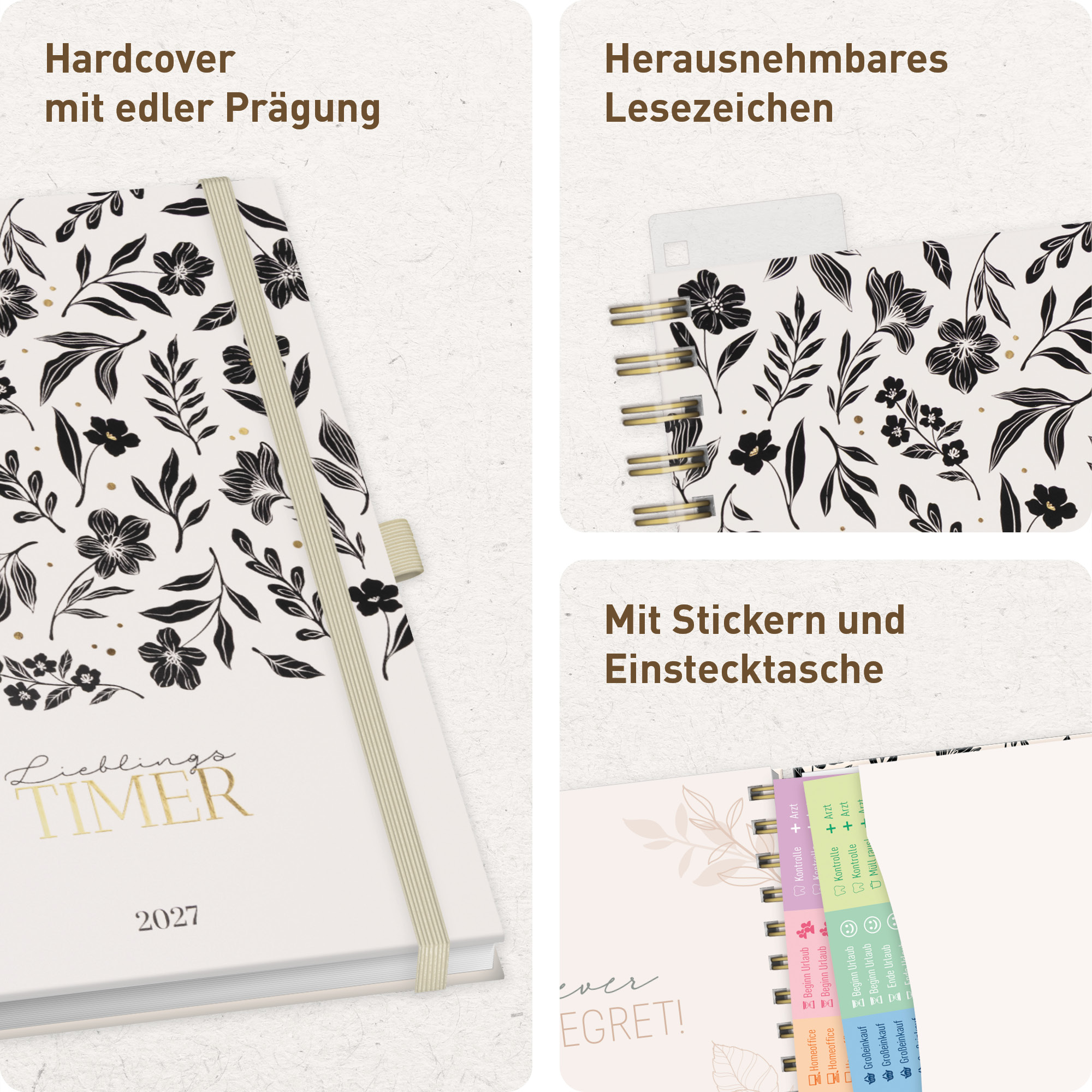 Artikelbild 2 des Artikels “Lieblings-Timer Deluxe A5 2027 [Black Flower] “