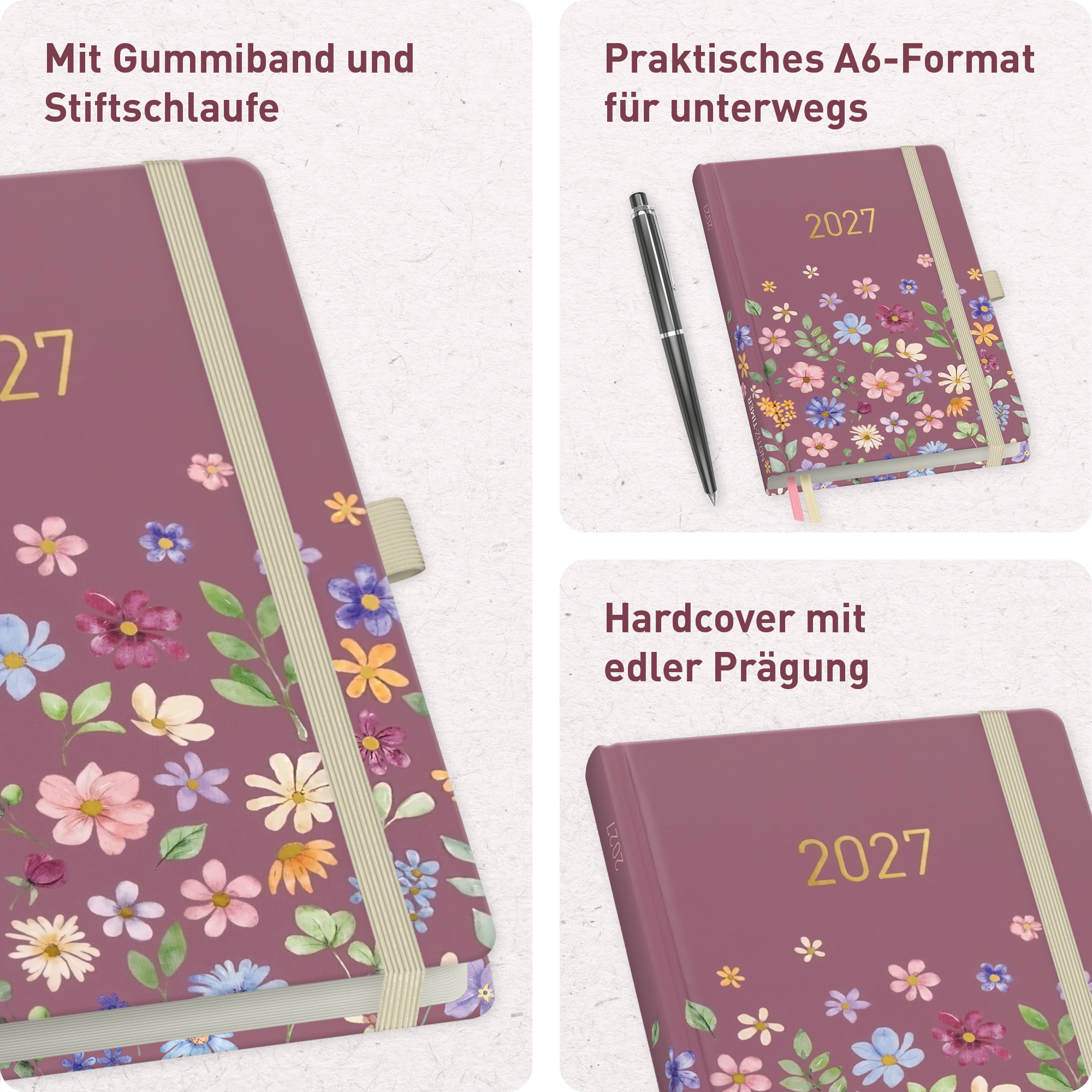 Artikelbild 2 des Artikels “Wochen-Notiz-Kalender A6 2027 [Berry Blossoms] “