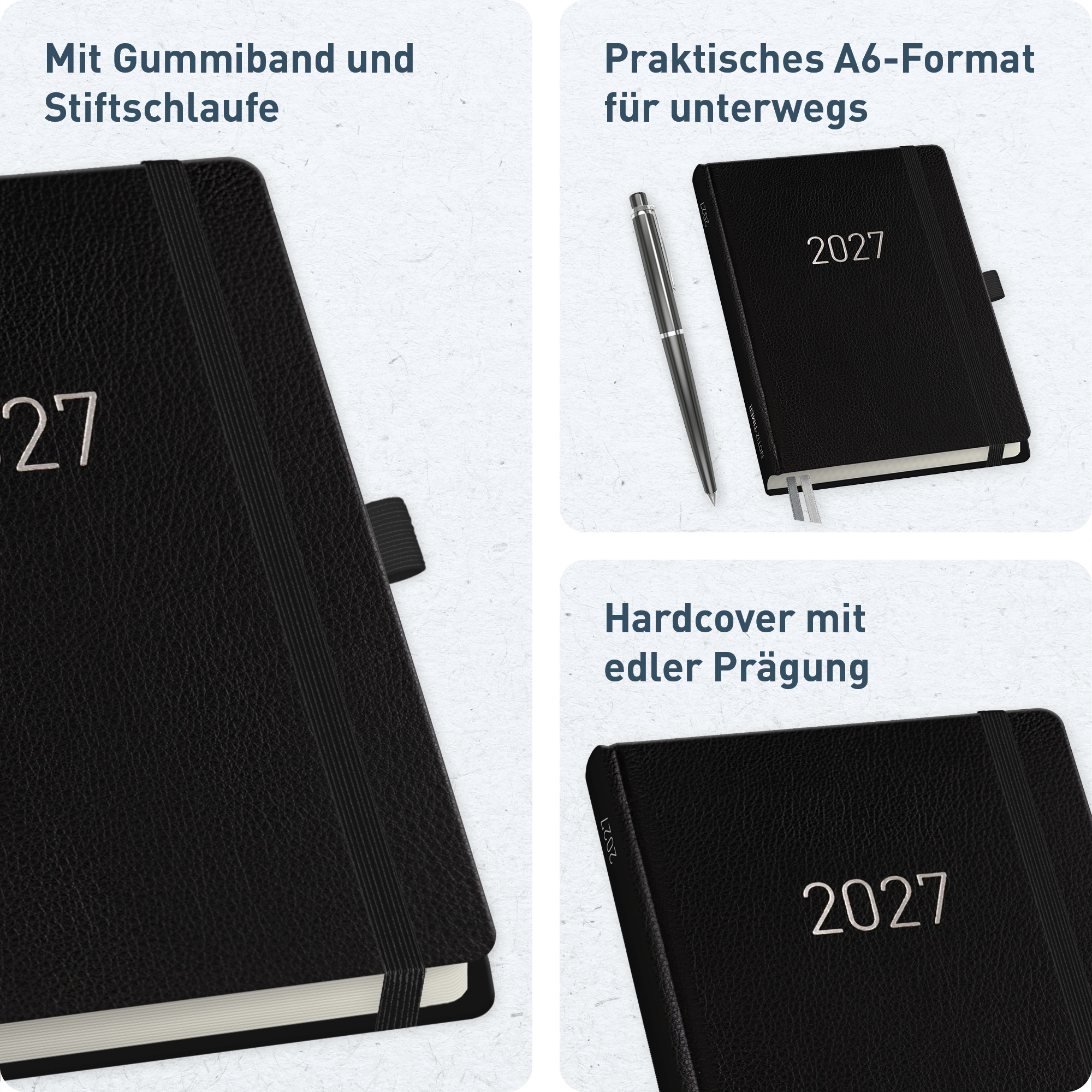 Artikelbild 2 des Artikels “Wochen-Notiz-Kalender A6 2027 [Schwarz] “