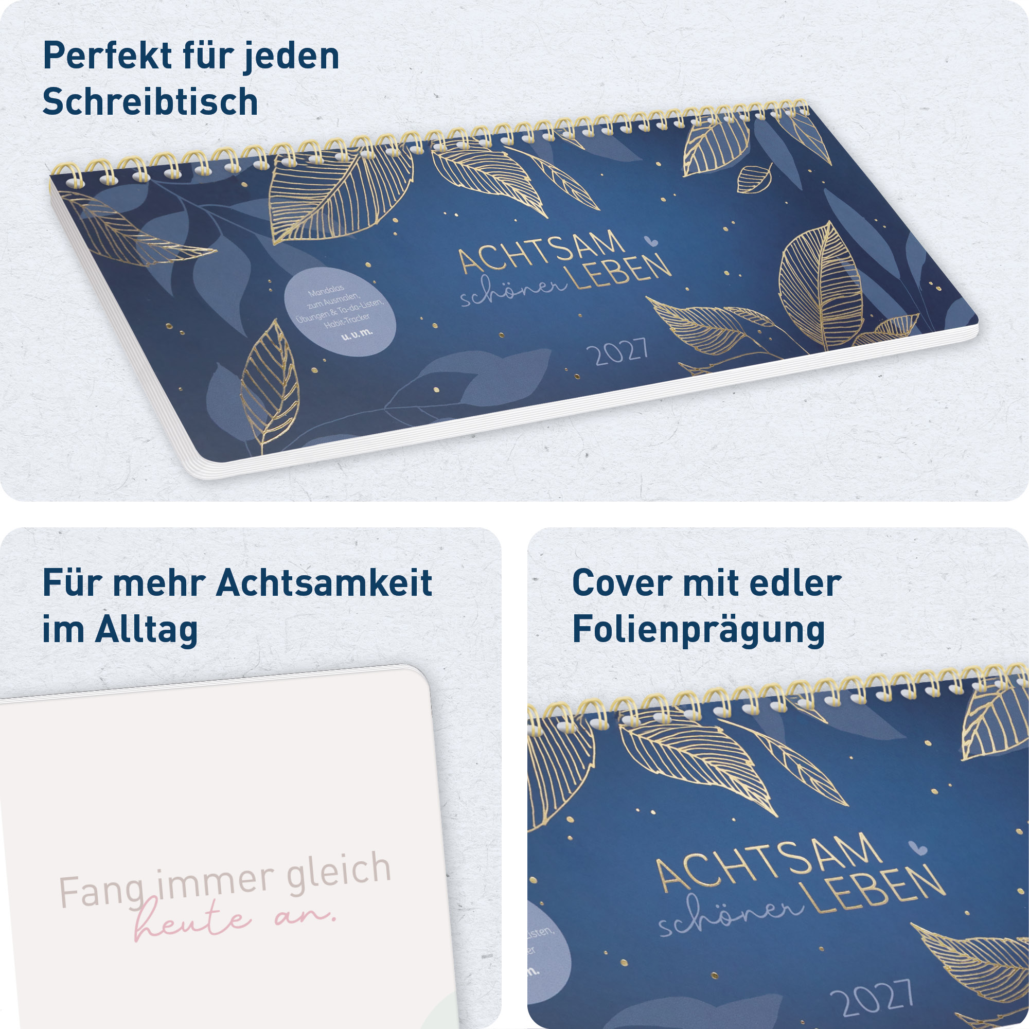 Artikelbild 2 des Artikels “Wochen-Tischkalender 2027 quer Achtsamkeitskalender [Dream Leaves] “
