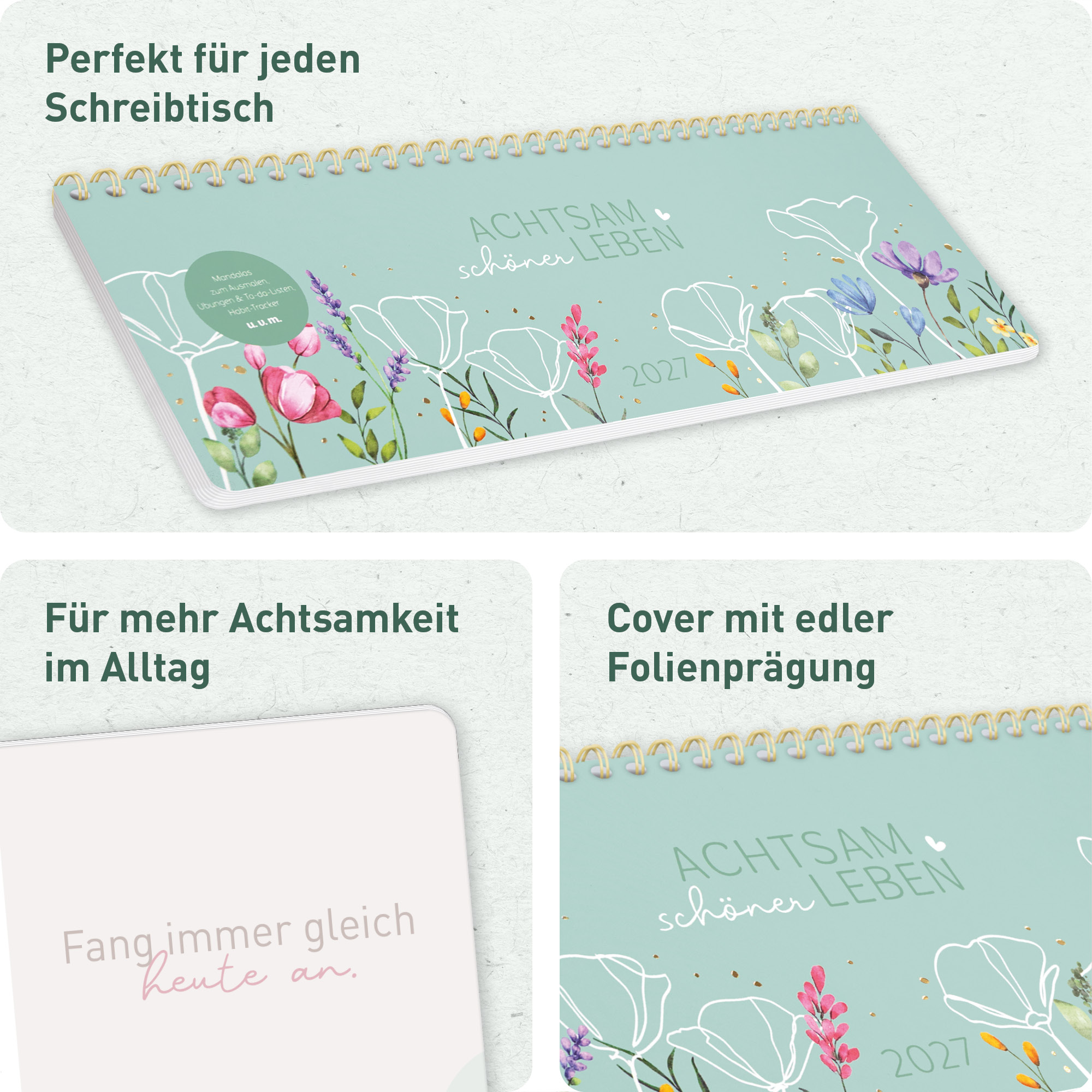 Artikelbild 2 des Artikels “Wochen-Tischkalender 2027 quer Achtsamkeitskalender [Spring Flower] “