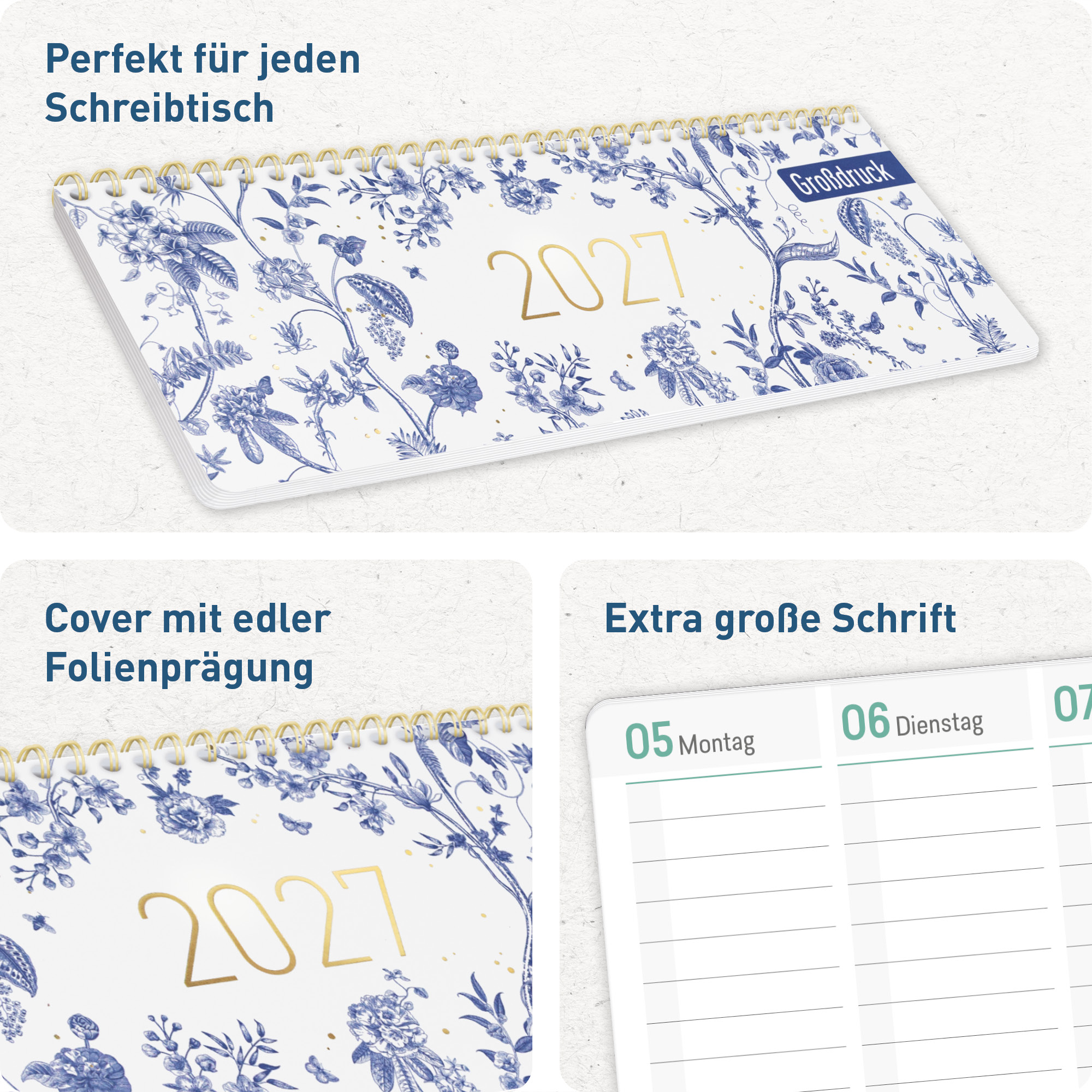 Artikelbild 2 des Artikels “Wochen-Tischkalender 2027 Großdruckkalender quer [Fine Style] “