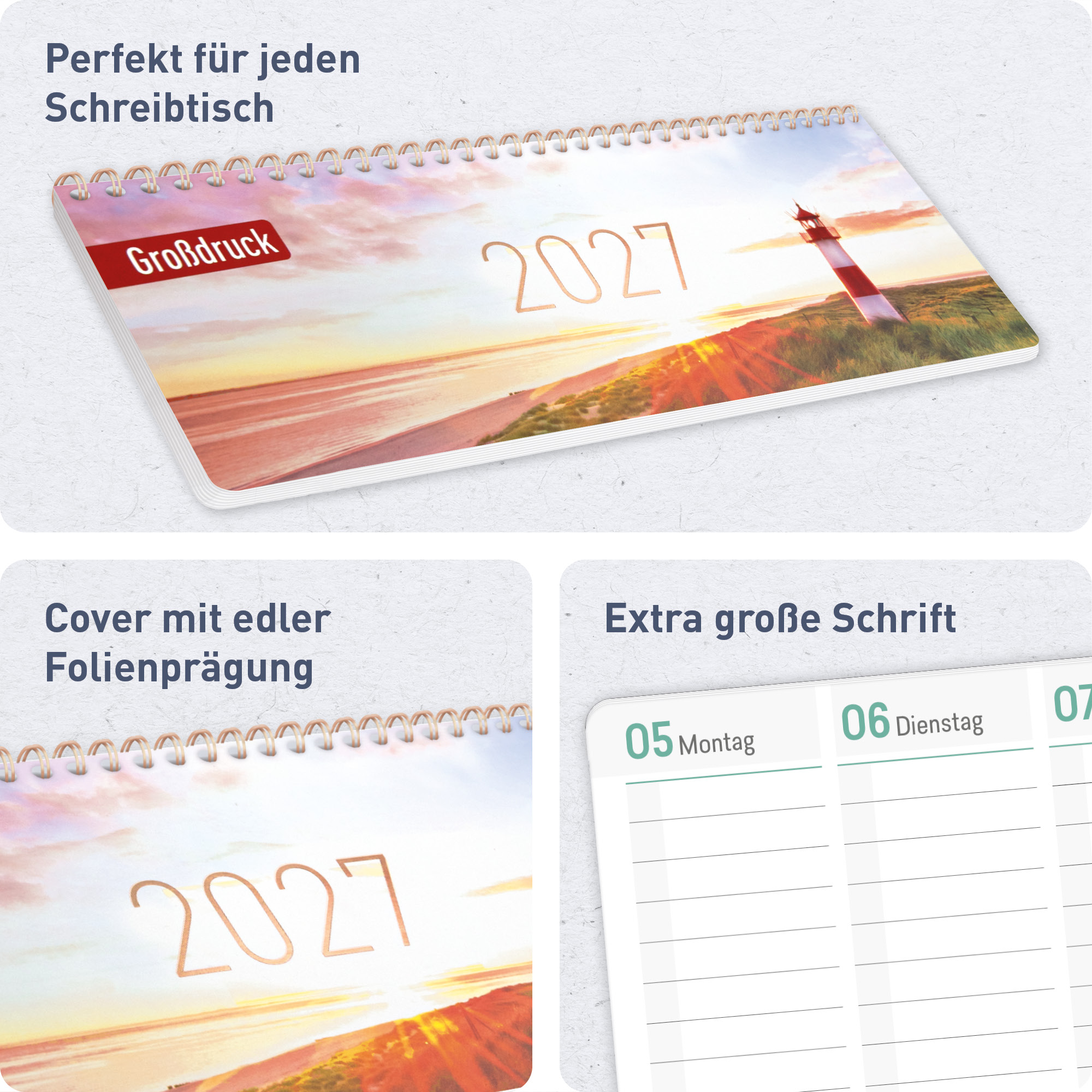 Artikelbild 2 des Artikels “Wochen-Tischkalender 2027 Großdruckkalender quer [Leuchtturm] “