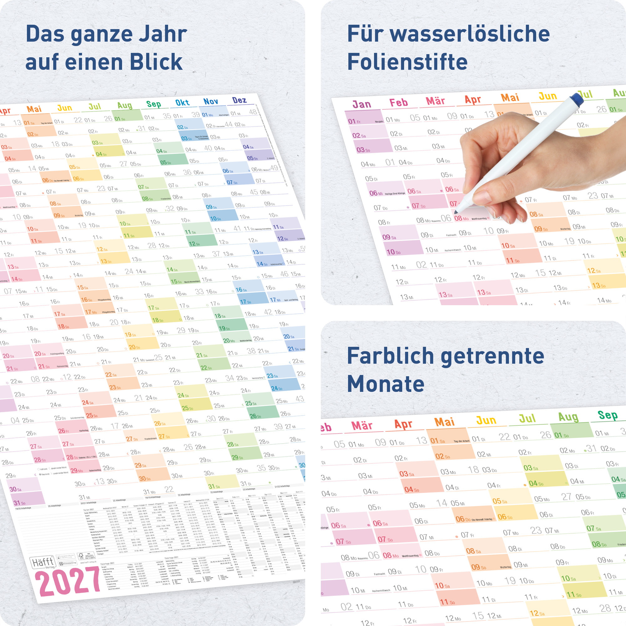Artikelbild 2 des Artikels “Wandkalender 2027 A1+ gerollt abwischbar [Rainbow] “