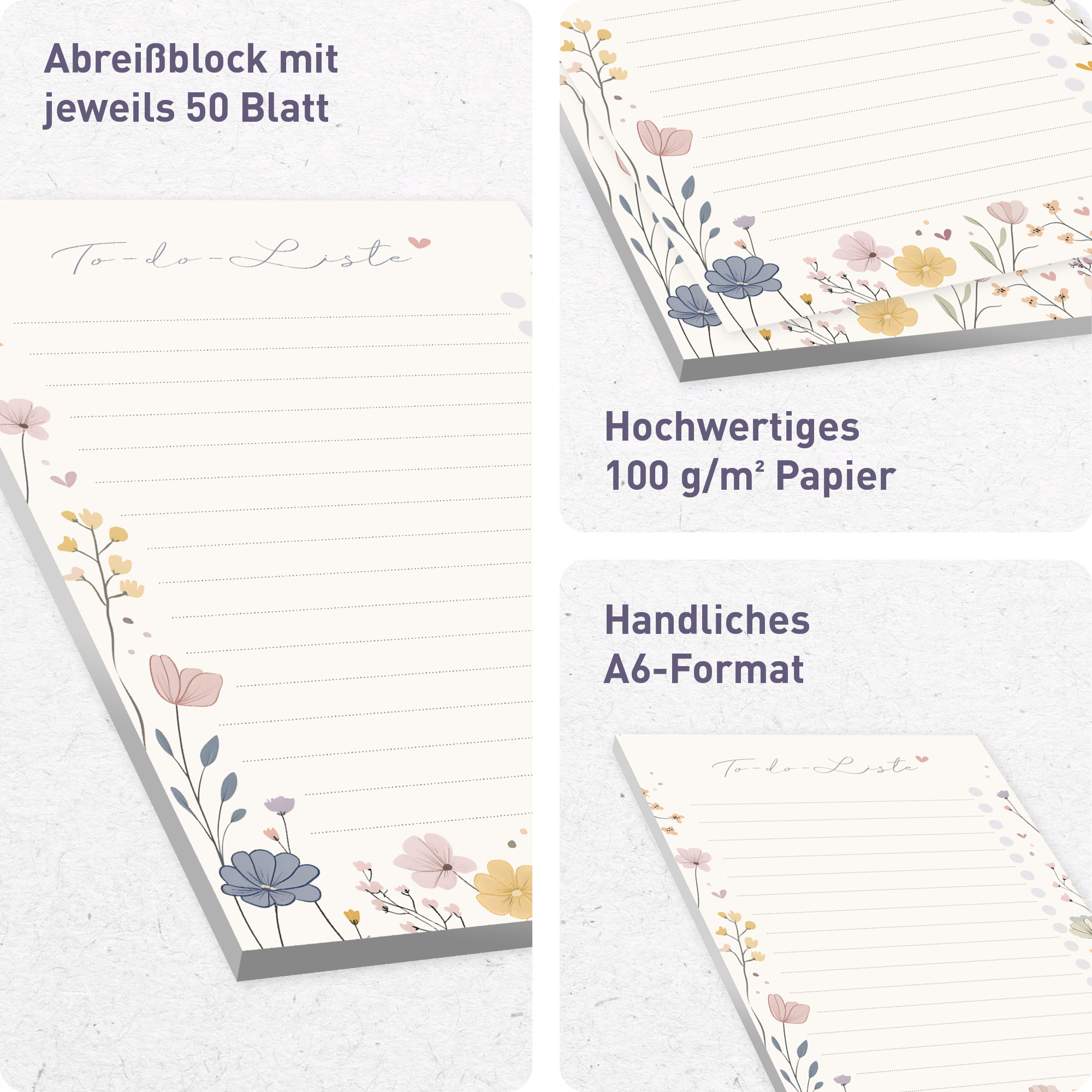 Artikelbild 2 des Artikels “paper&you To-do Listen Block A6 [Flower Joy] “