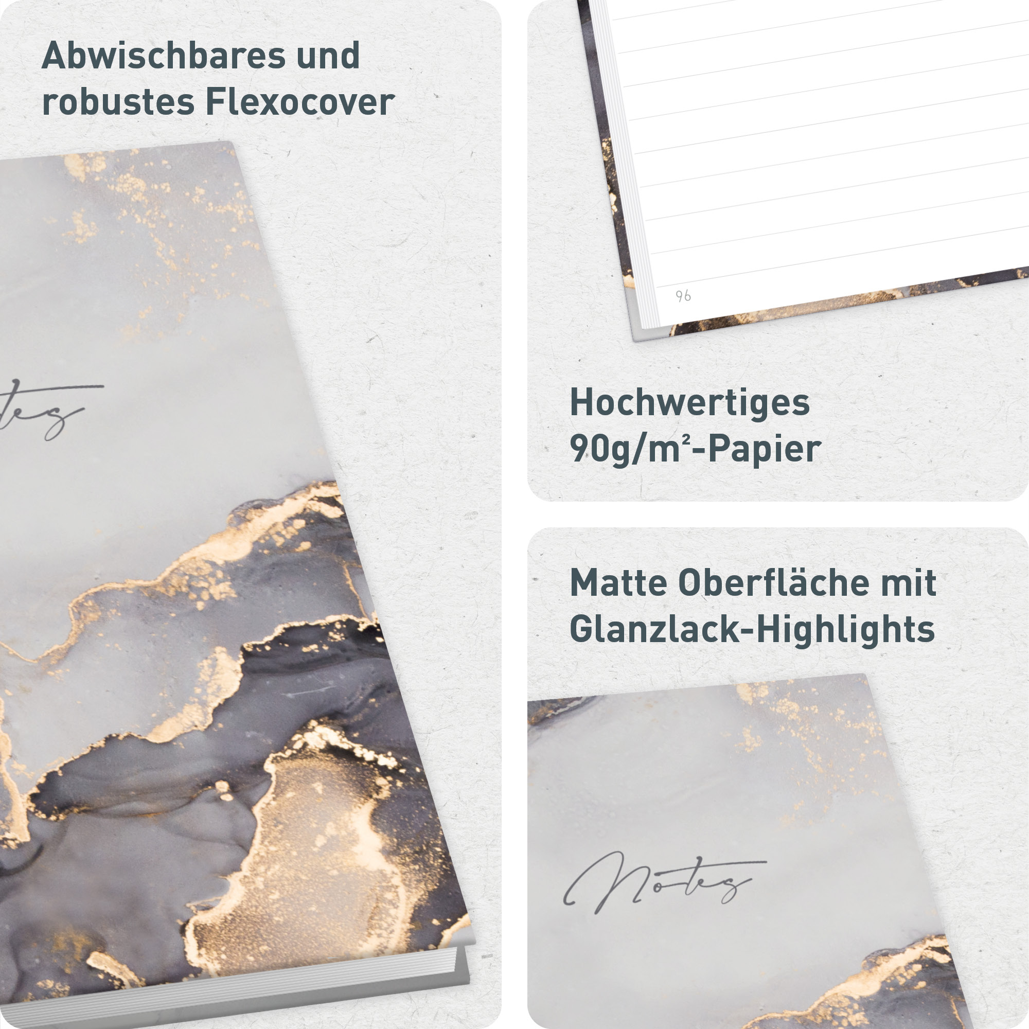 Artikelbild 2 des Artikels “Trendstuff Notizbuch A5 liniert [Grey Marble] “