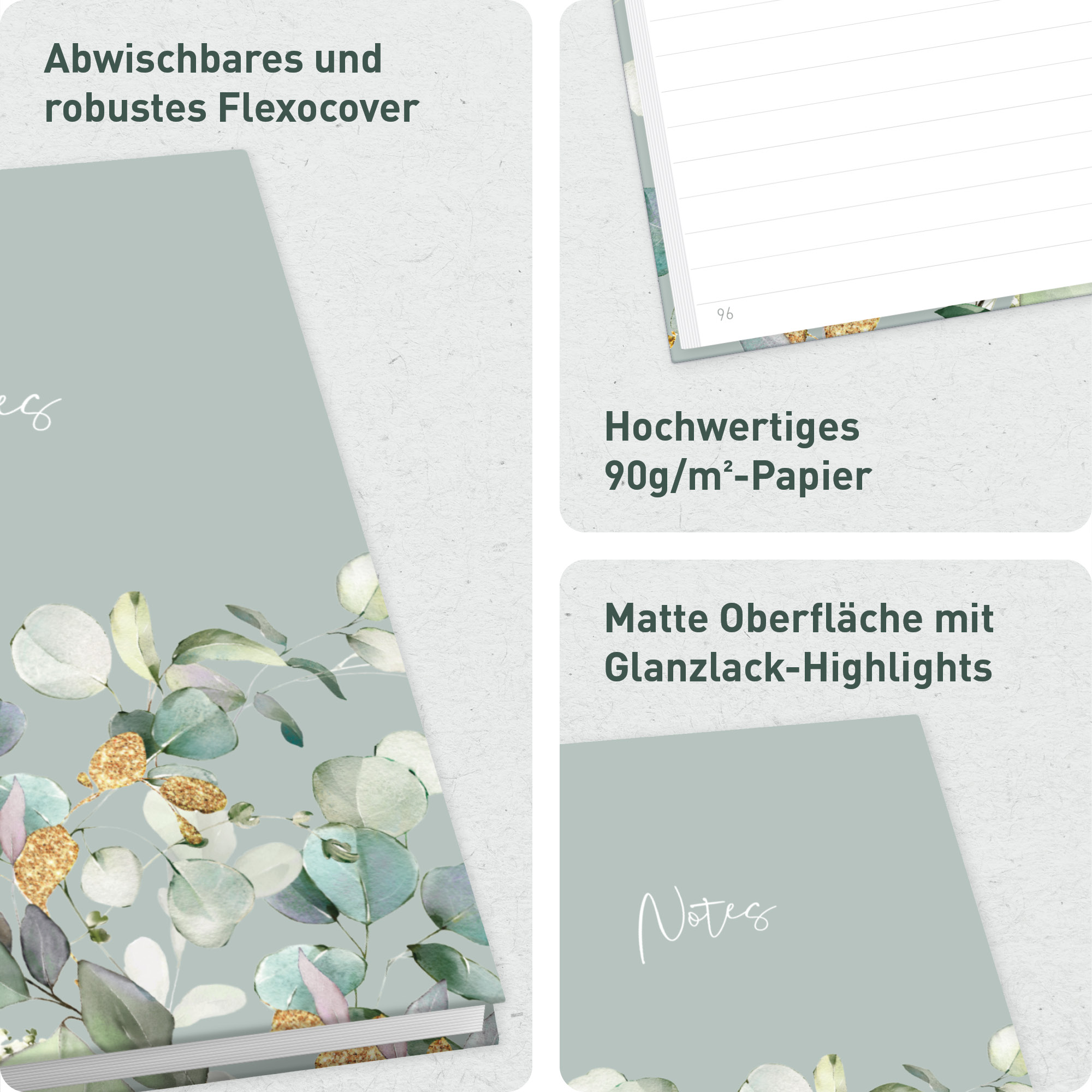 Artikelbild 2 des Artikels “paper&you Notizbuch A5 liniert [Minty Leaves] “
